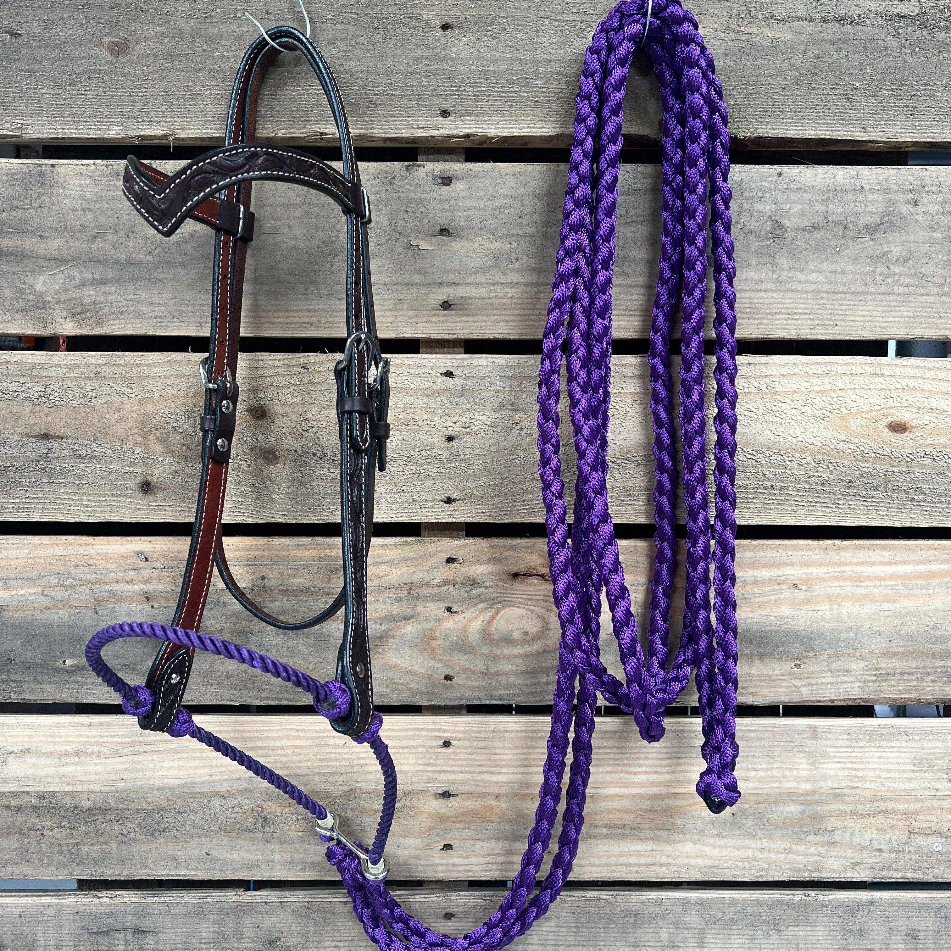 Dark Oil Floral V-Brow Purple Loping Hackamore #LHK030