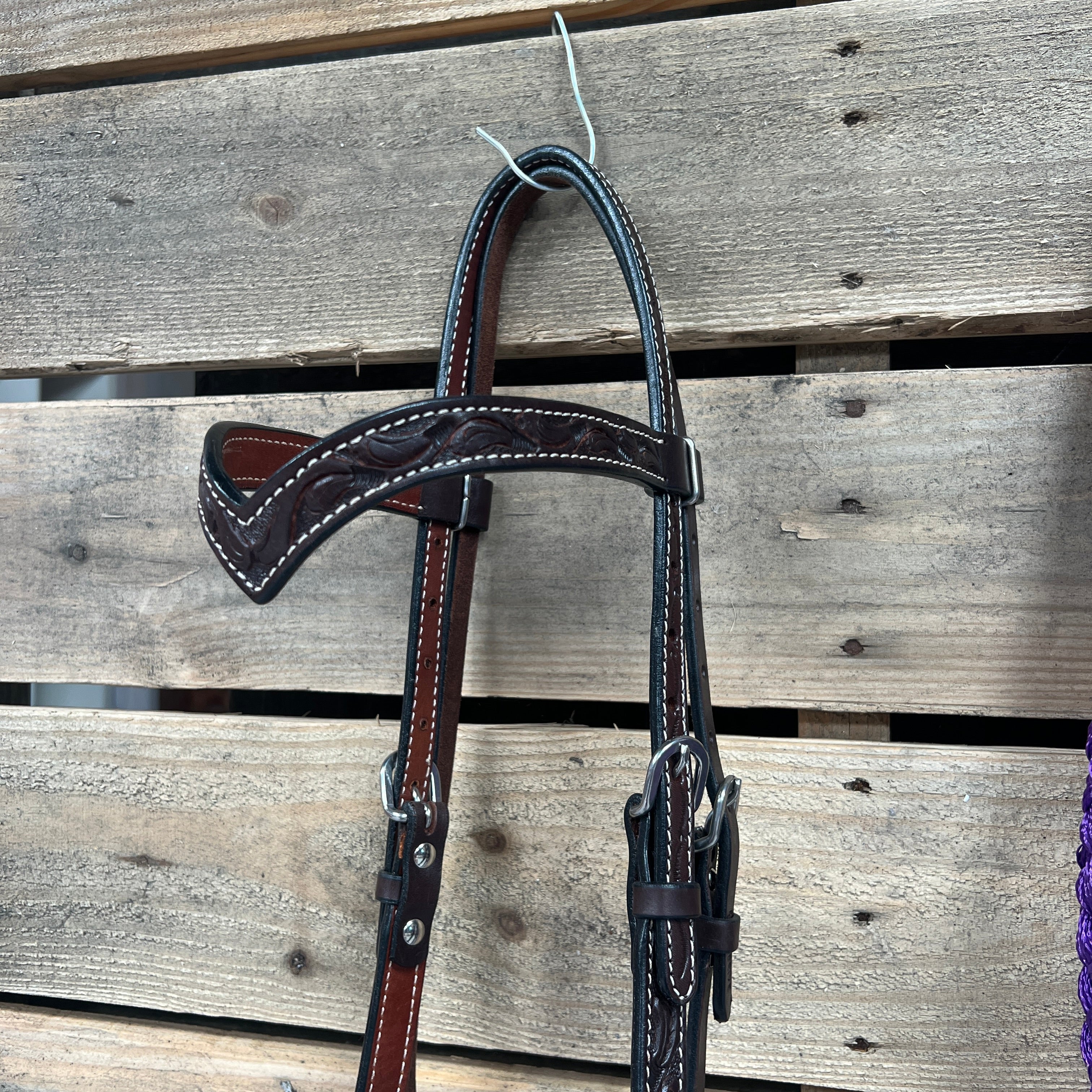 Dark Oil Floral V-Brow Purple Loping Hackamore #LHK030