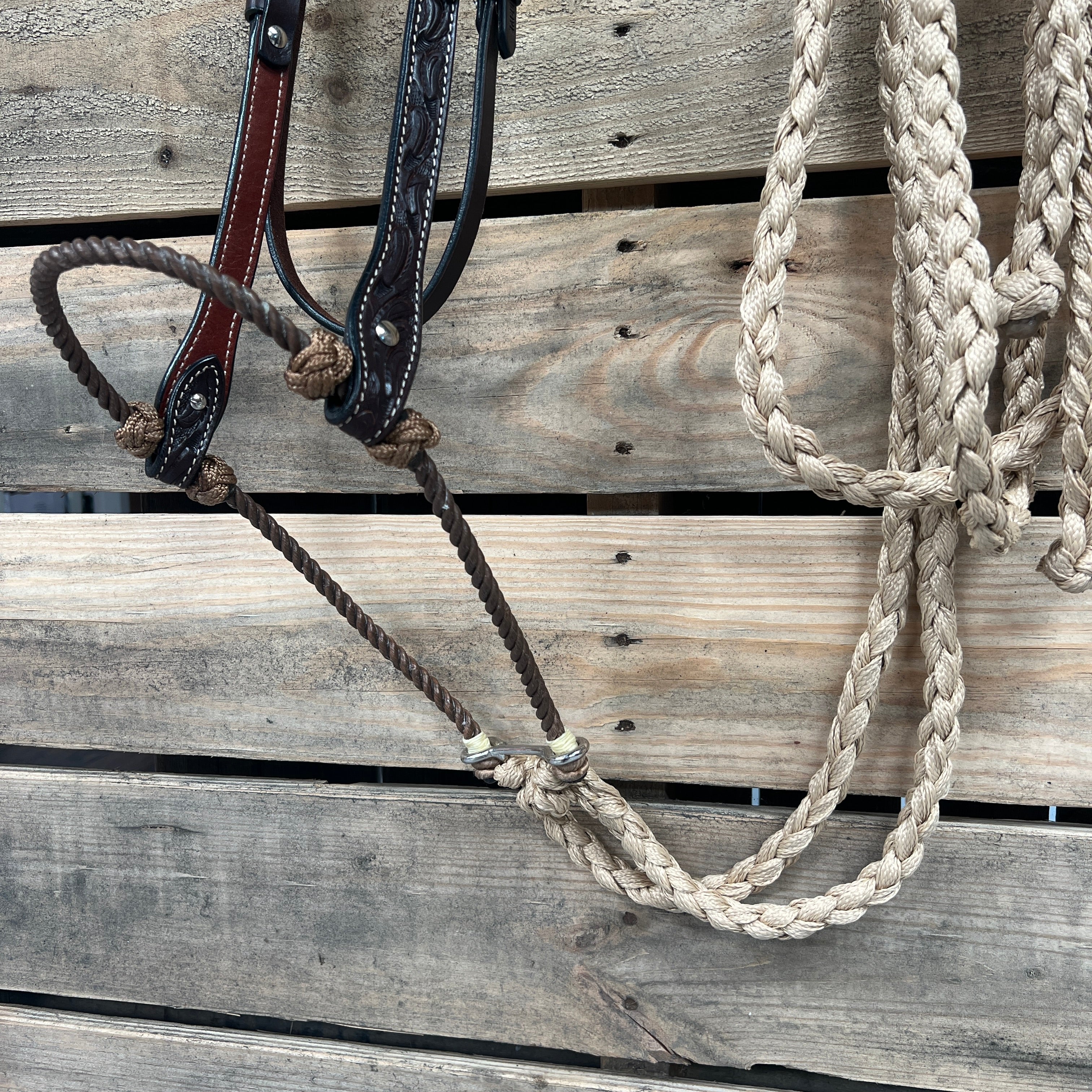 Dark Oil Floral V-Brow Tan Loping Hackamore #LHK031