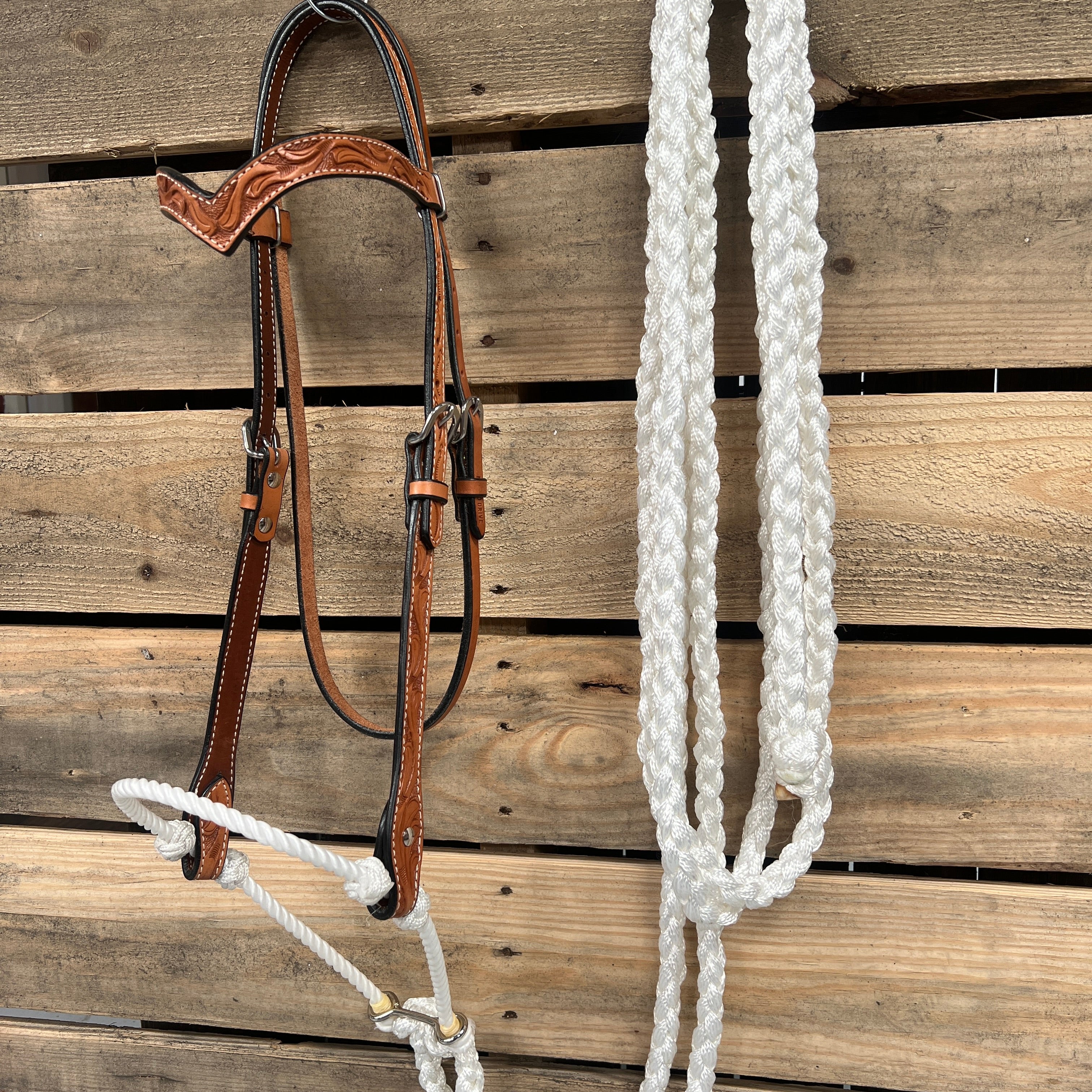 Light Oil Floral V-Brow White Loping Hackamore #LHK035