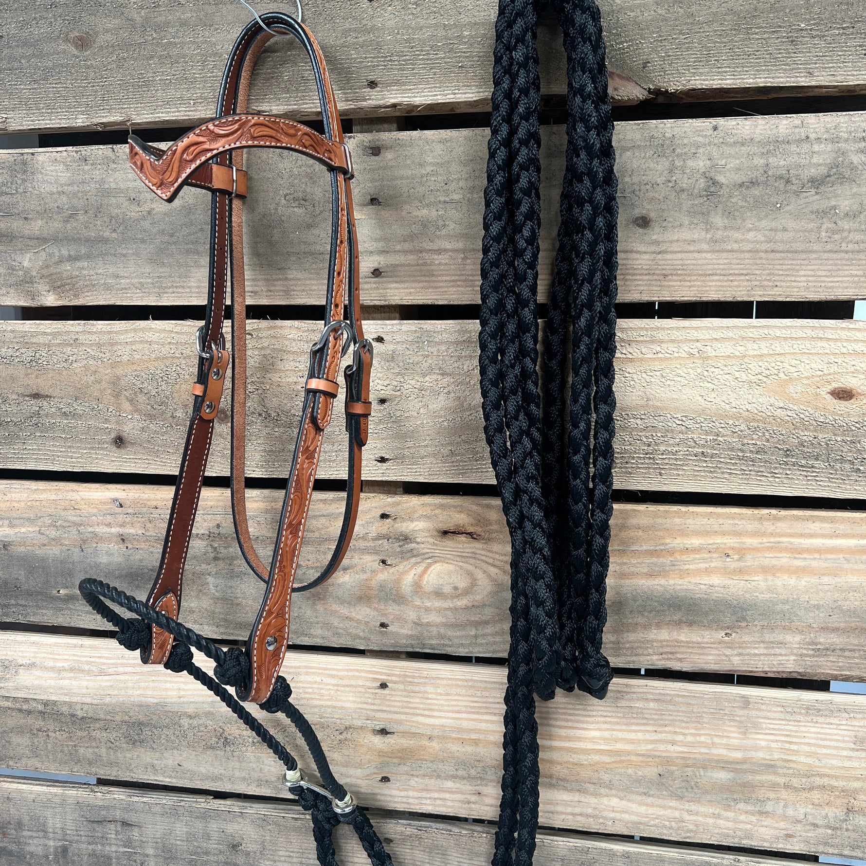 Light Oil Floral V-Brow Black Loping Hackamore #LHK036