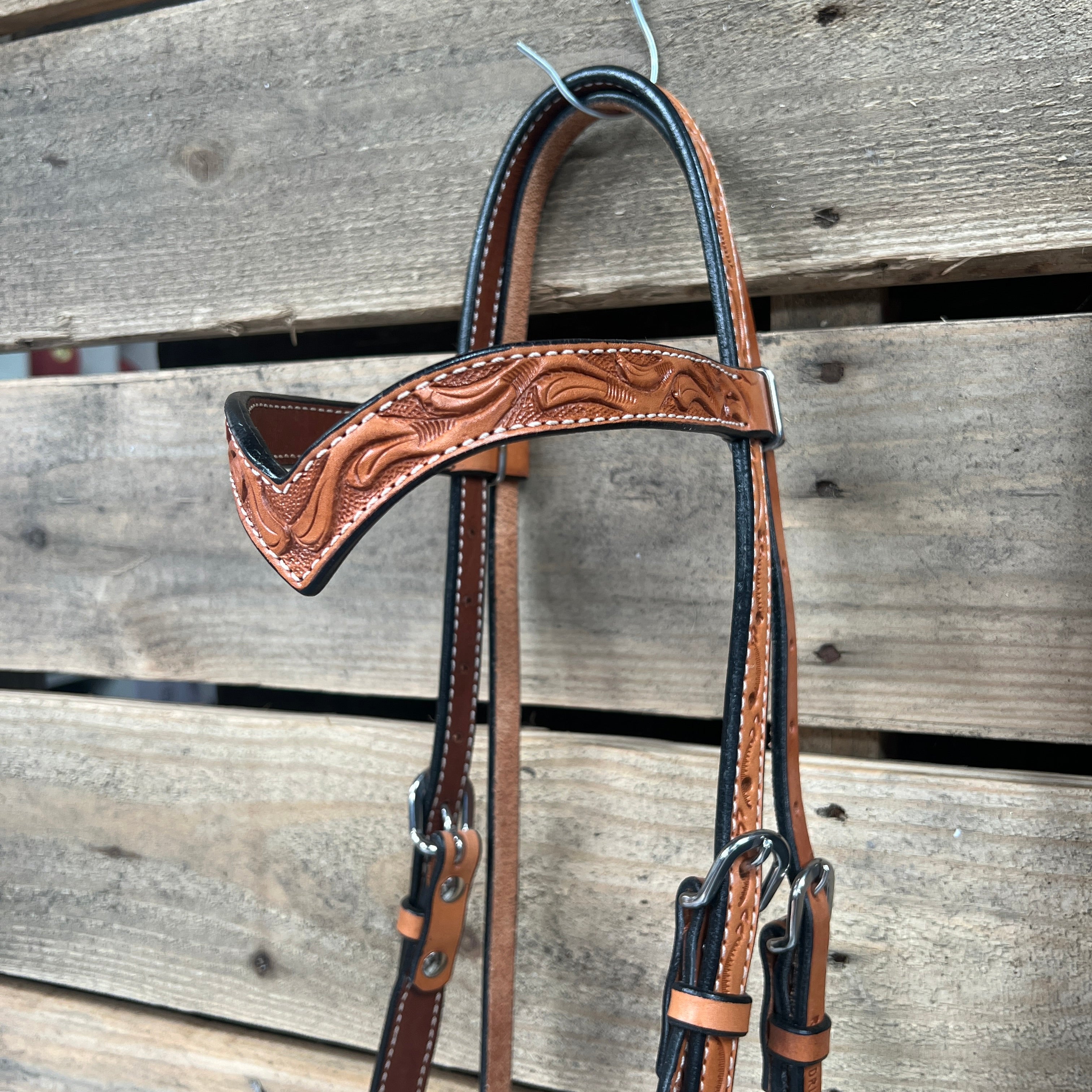 Light Oil Floral V-Brow Black Loping Hackamore #LHK036