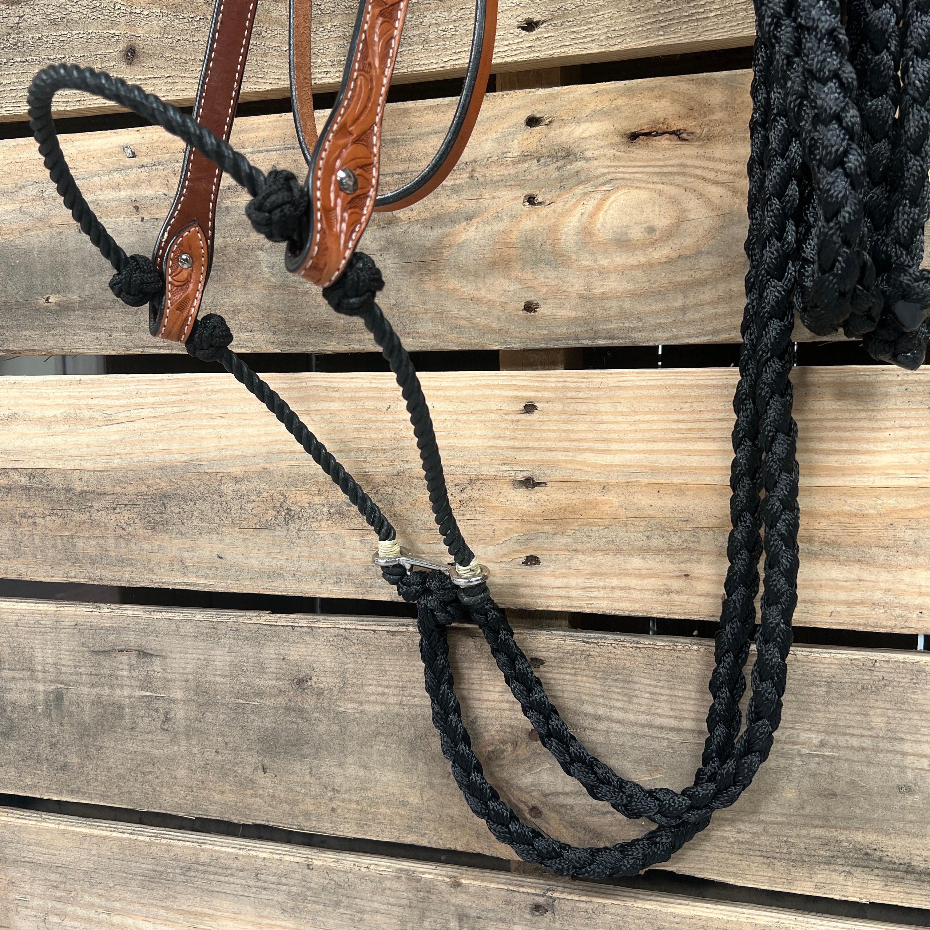 Light Oil Floral V-Brow Black Loping Hackamore #LHK036