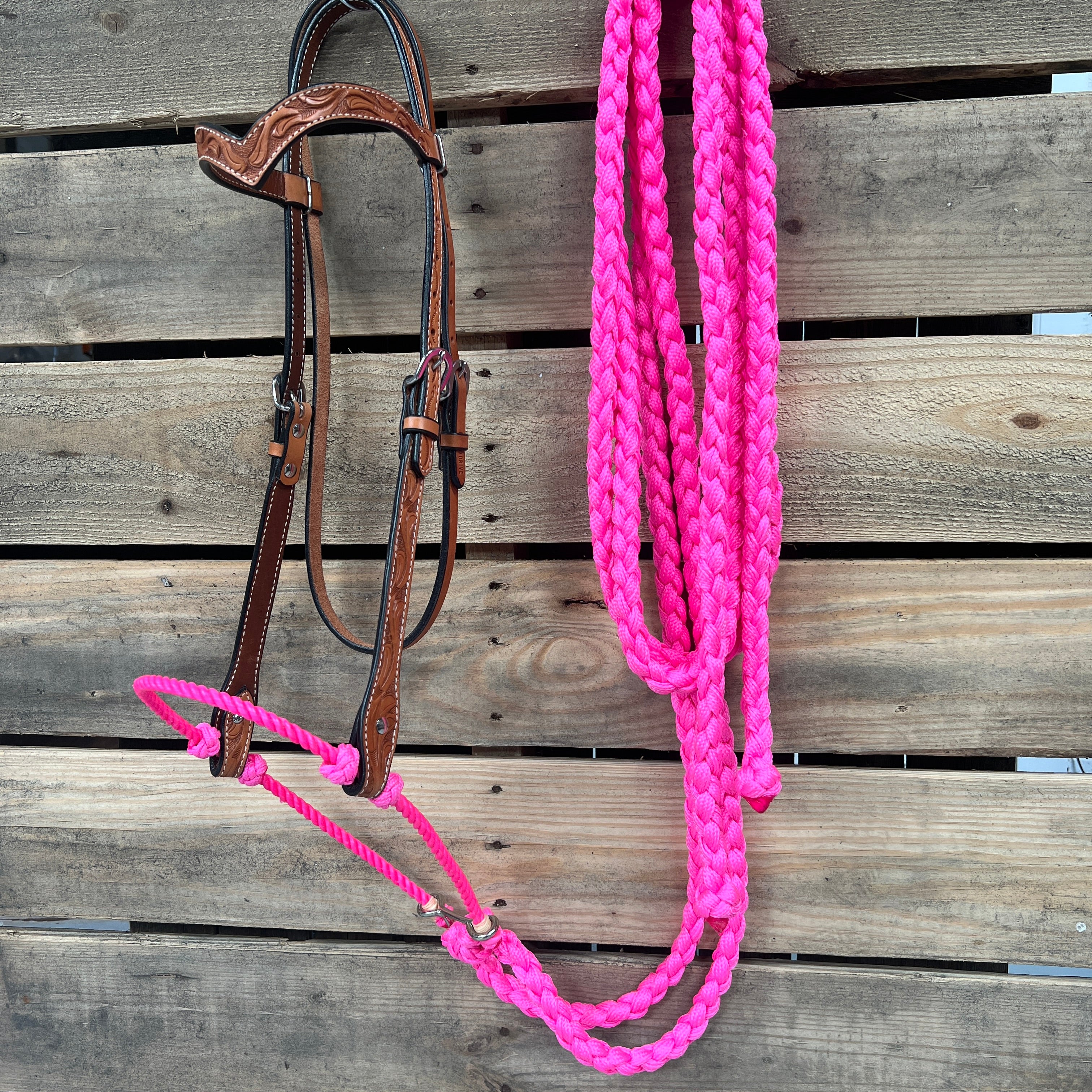 Light Oil Floral V-Brow Neon Pink Loping Hackamore #LHK037