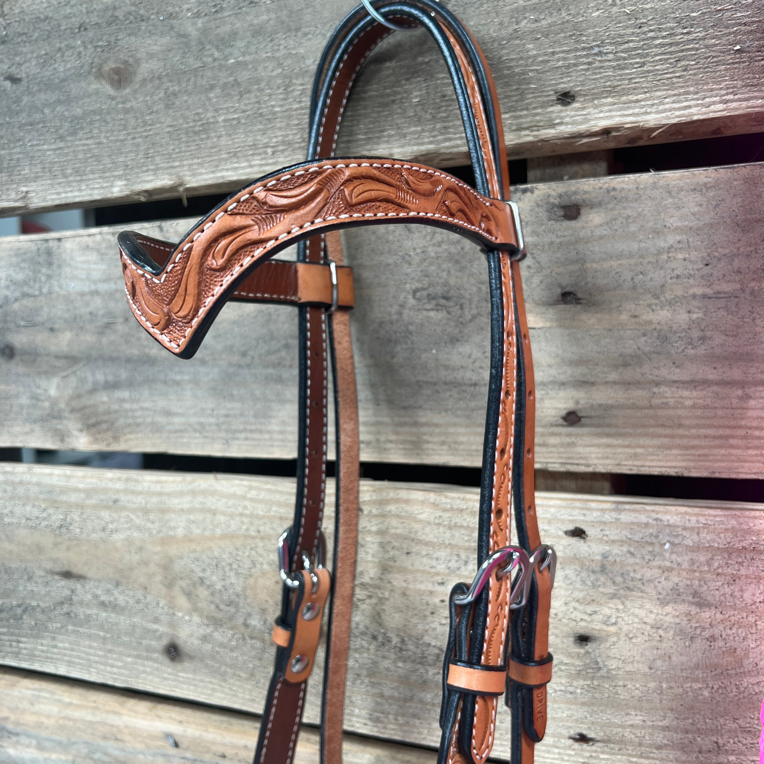 Light Oil Floral V-Brow Neon Pink Loping Hackamore #LHK037