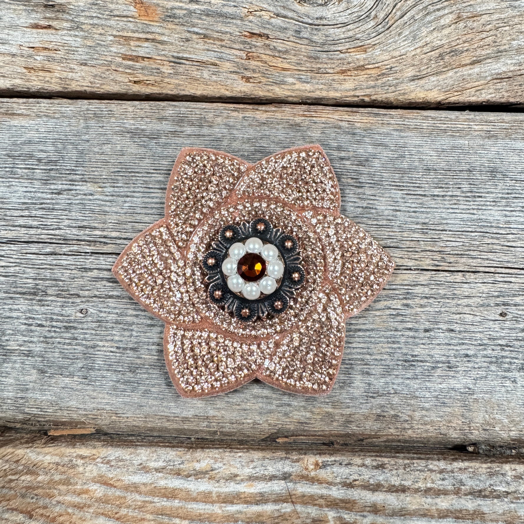 Copper Pointed Flower Rhinestone Rosette - Assorted Conchos