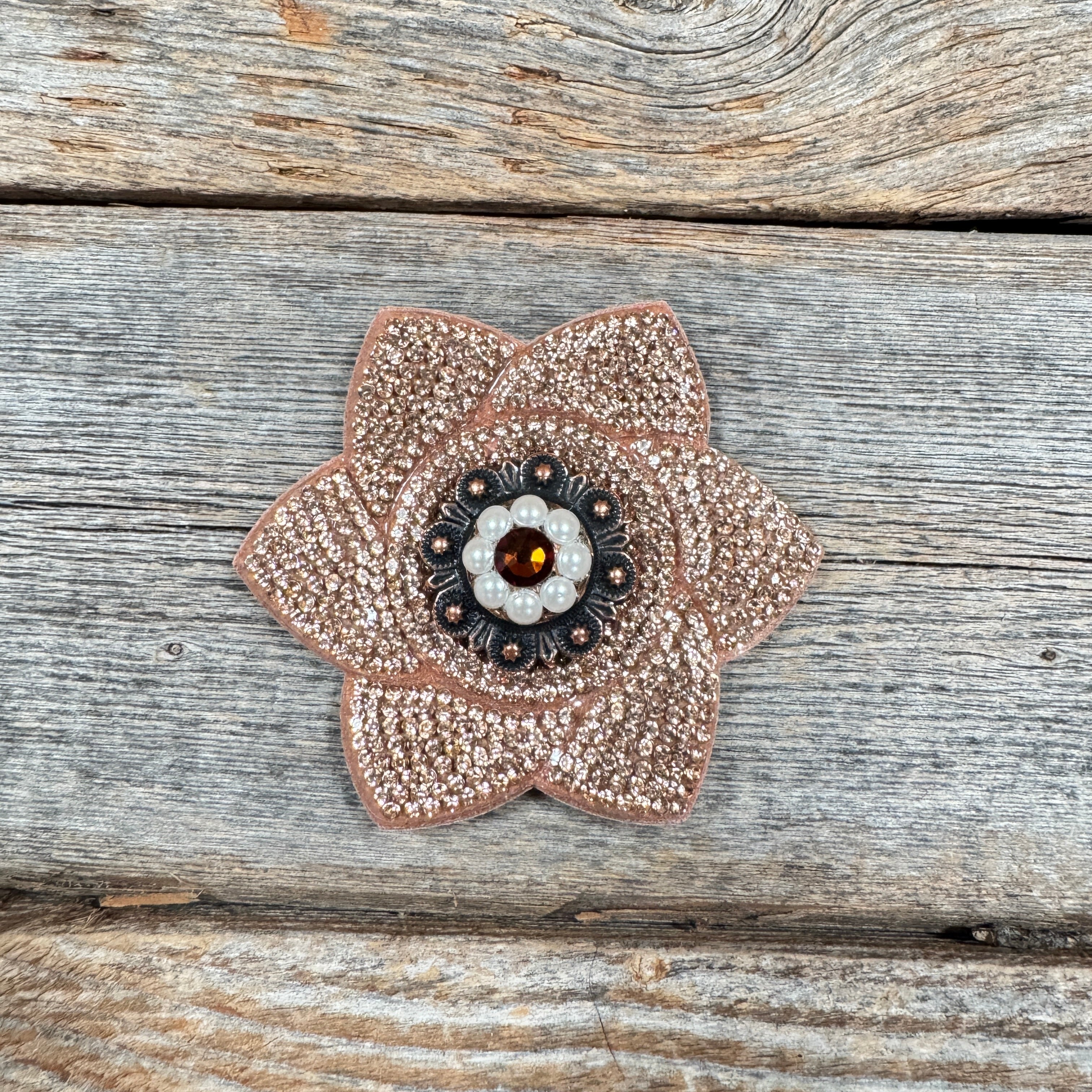 Copper Pointed Flower Rhinestone Rosette - Assorted Conchos