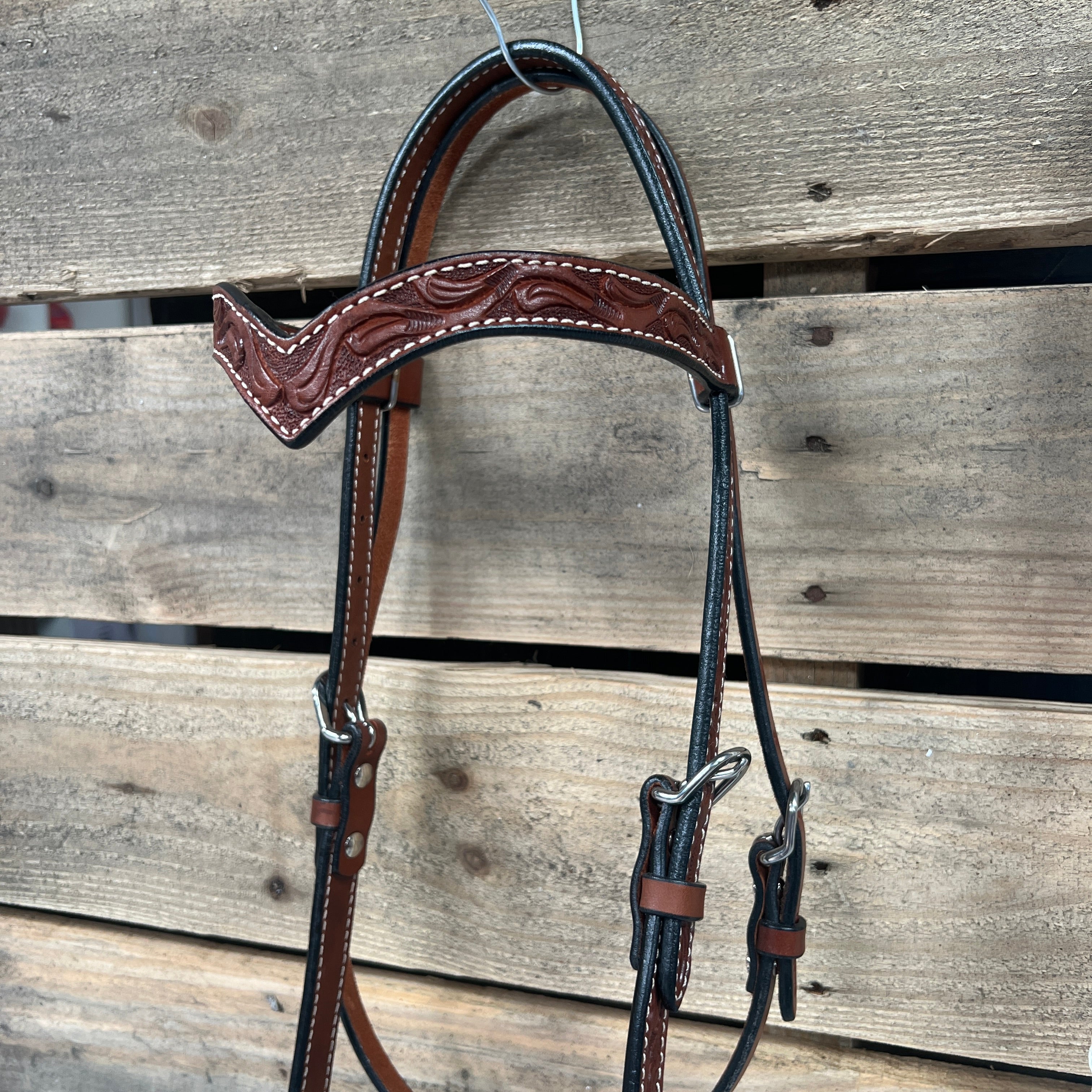 Medium Oil Floral V-Brow White Loping Hackamore #LHK032