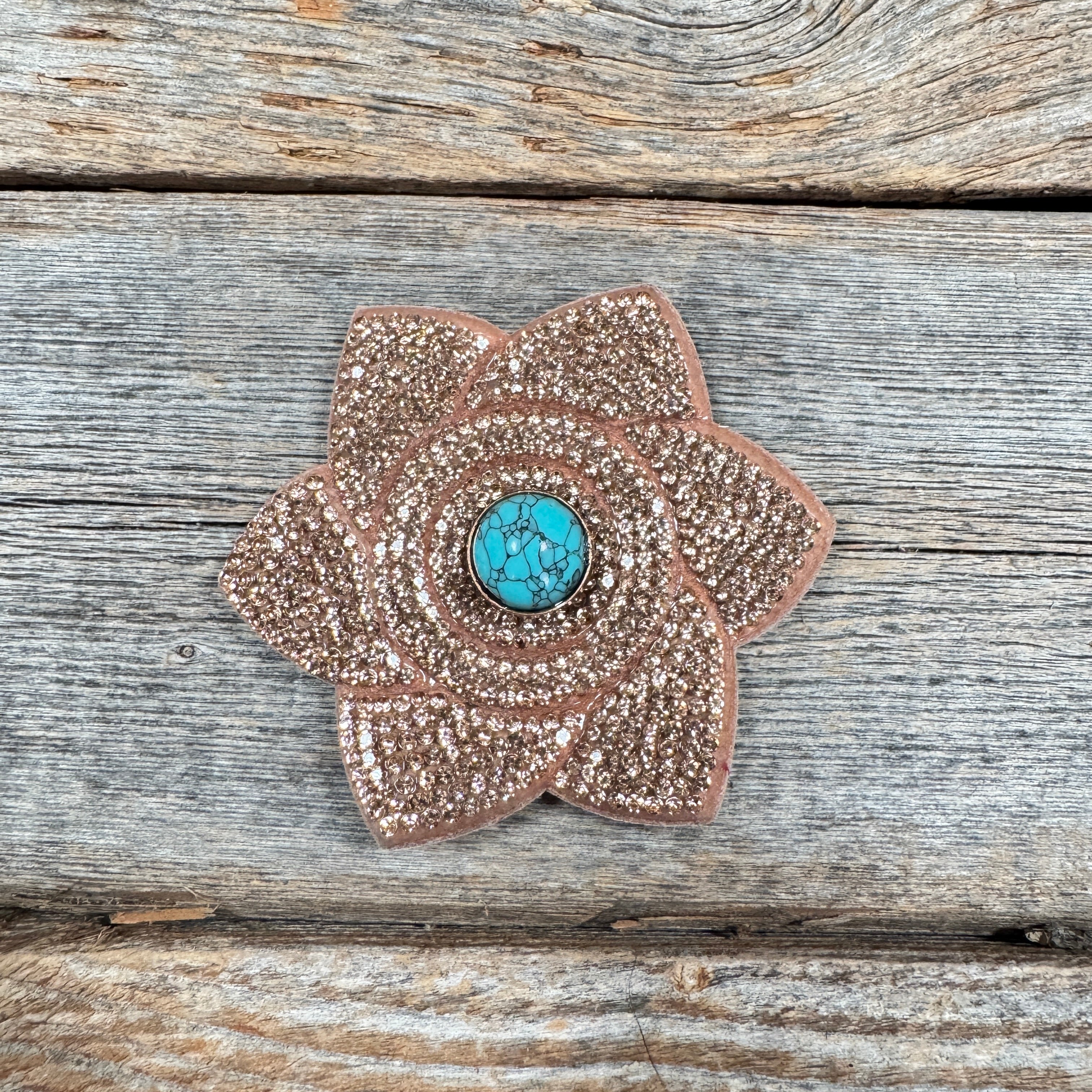 Copper Pointed Flower Rhinestone Rosette - Assorted Conchos