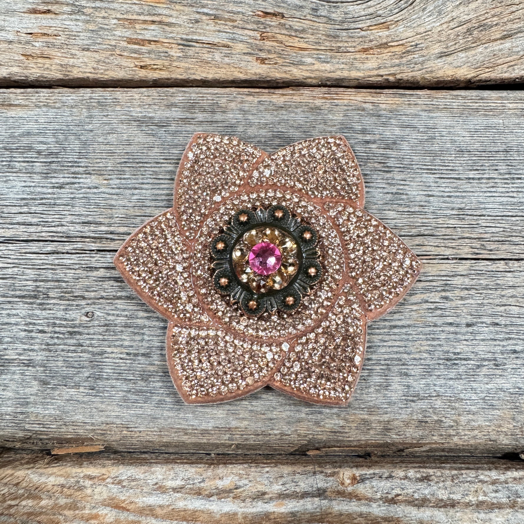 Copper Pointed Flower Rhinestone Rosette - Assorted Conchos