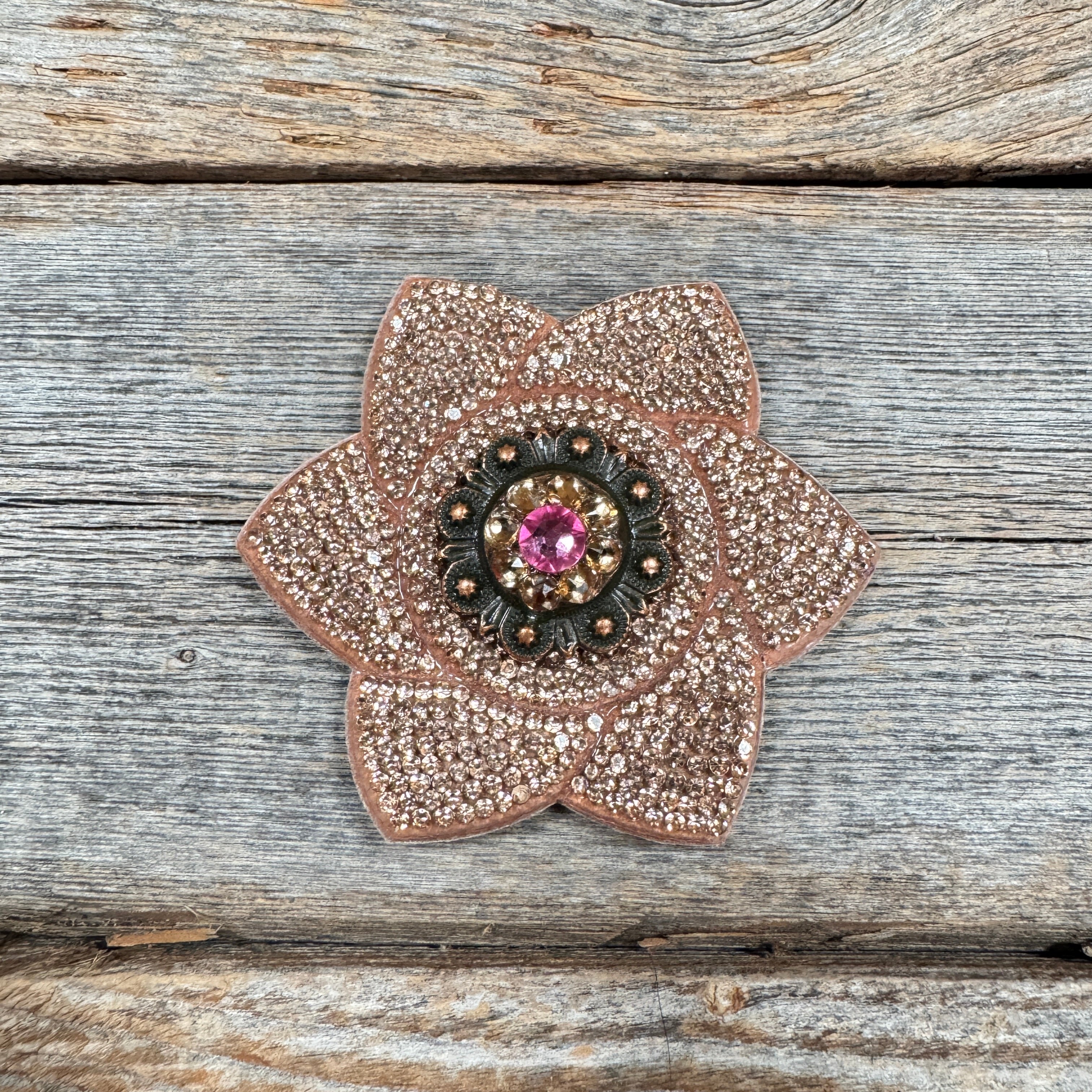 Copper Pointed Flower Rhinestone Rosette - Assorted Conchos