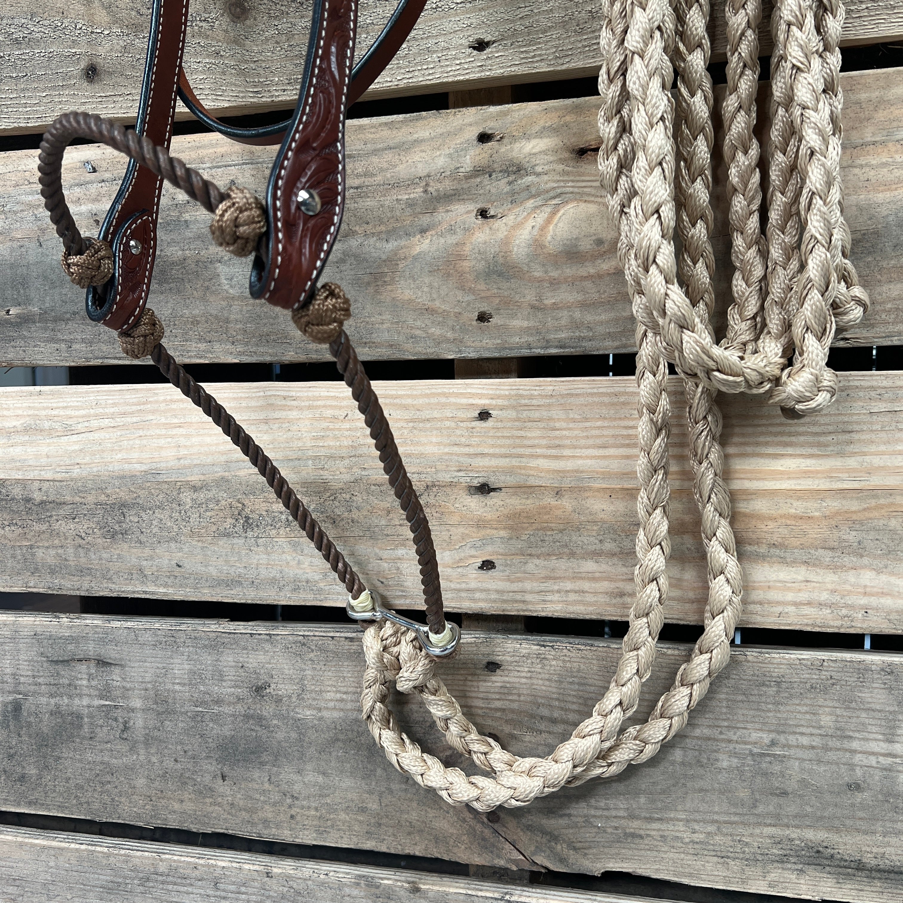 Medium Oil Floral V-Brow Tan Loping Hackamore #LHK033