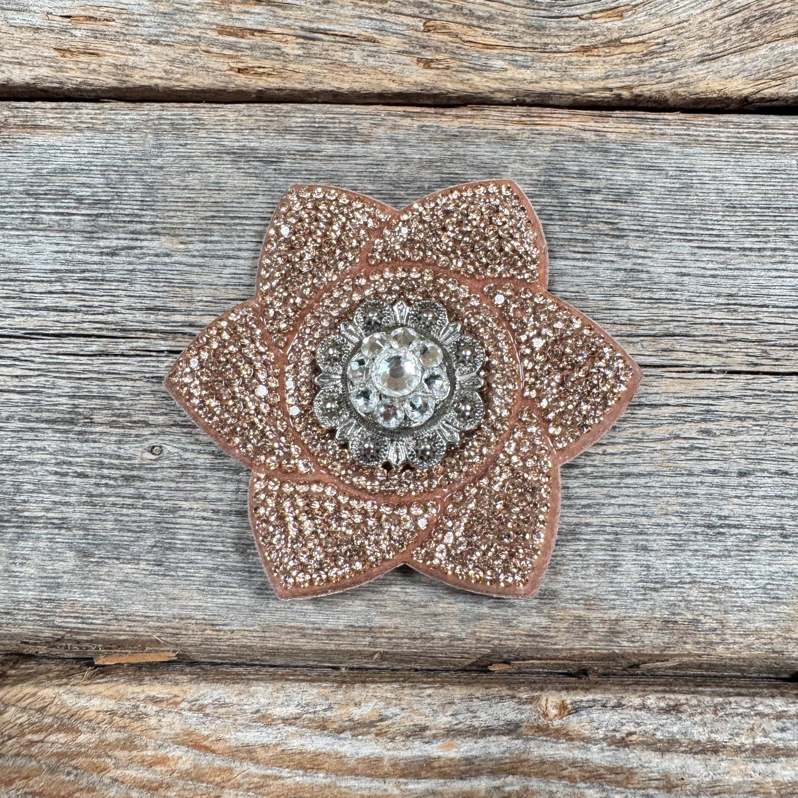 Copper Pointed Flower Rhinestone Rosette - Assorted Conchos