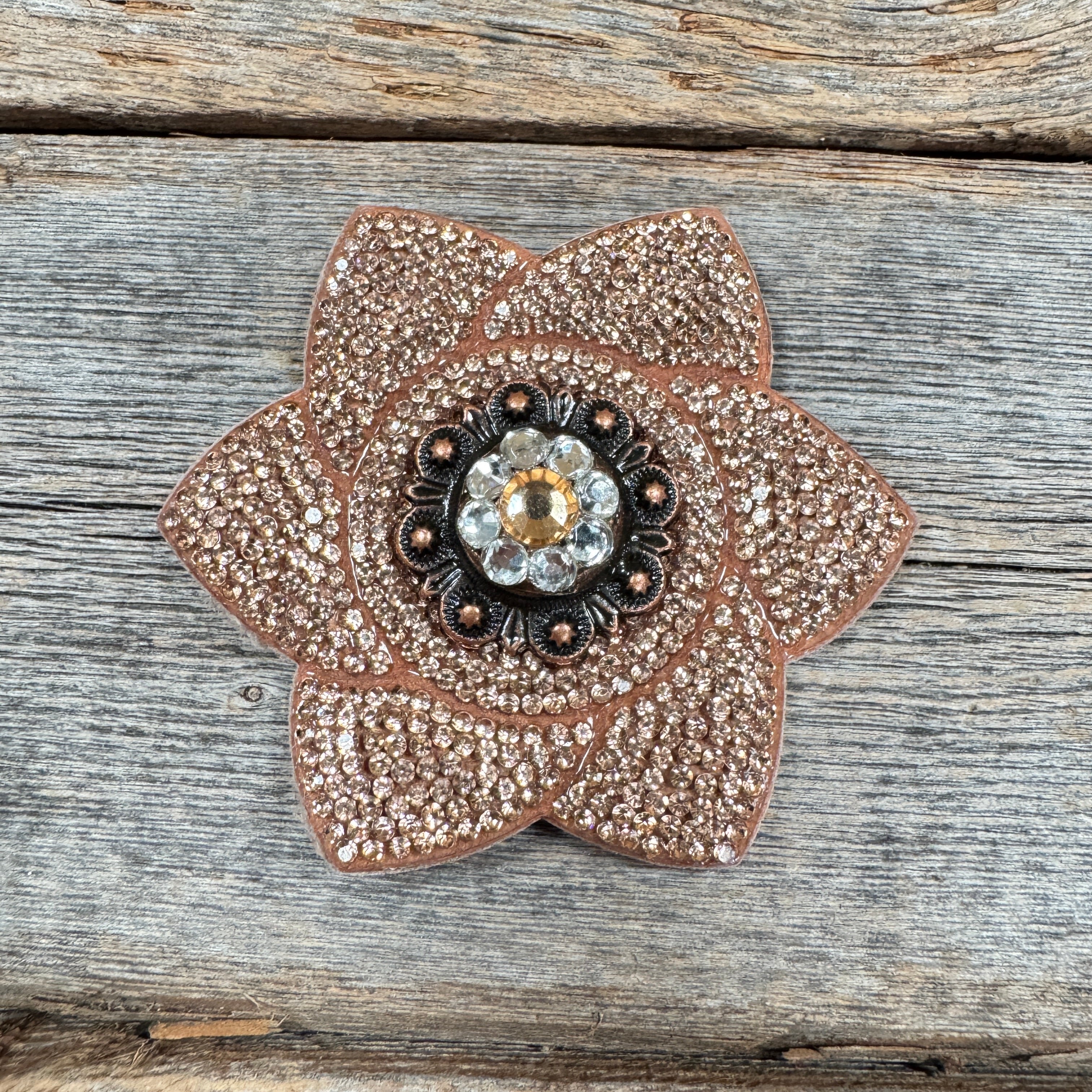 Copper Pointed Flower Rhinestone Rosette - Assorted Conchos