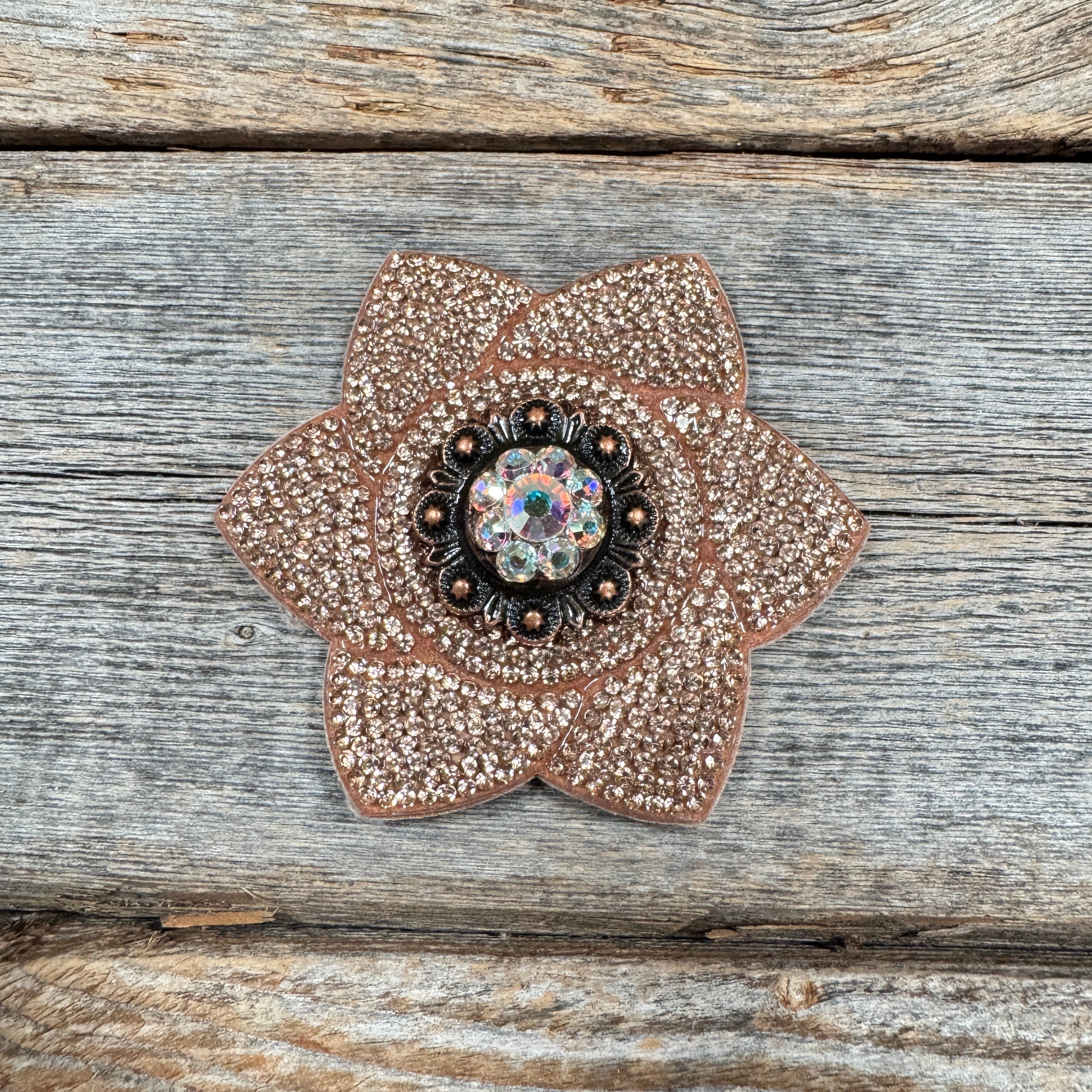 Copper Pointed Flower Rhinestone Rosette - Assorted Conchos