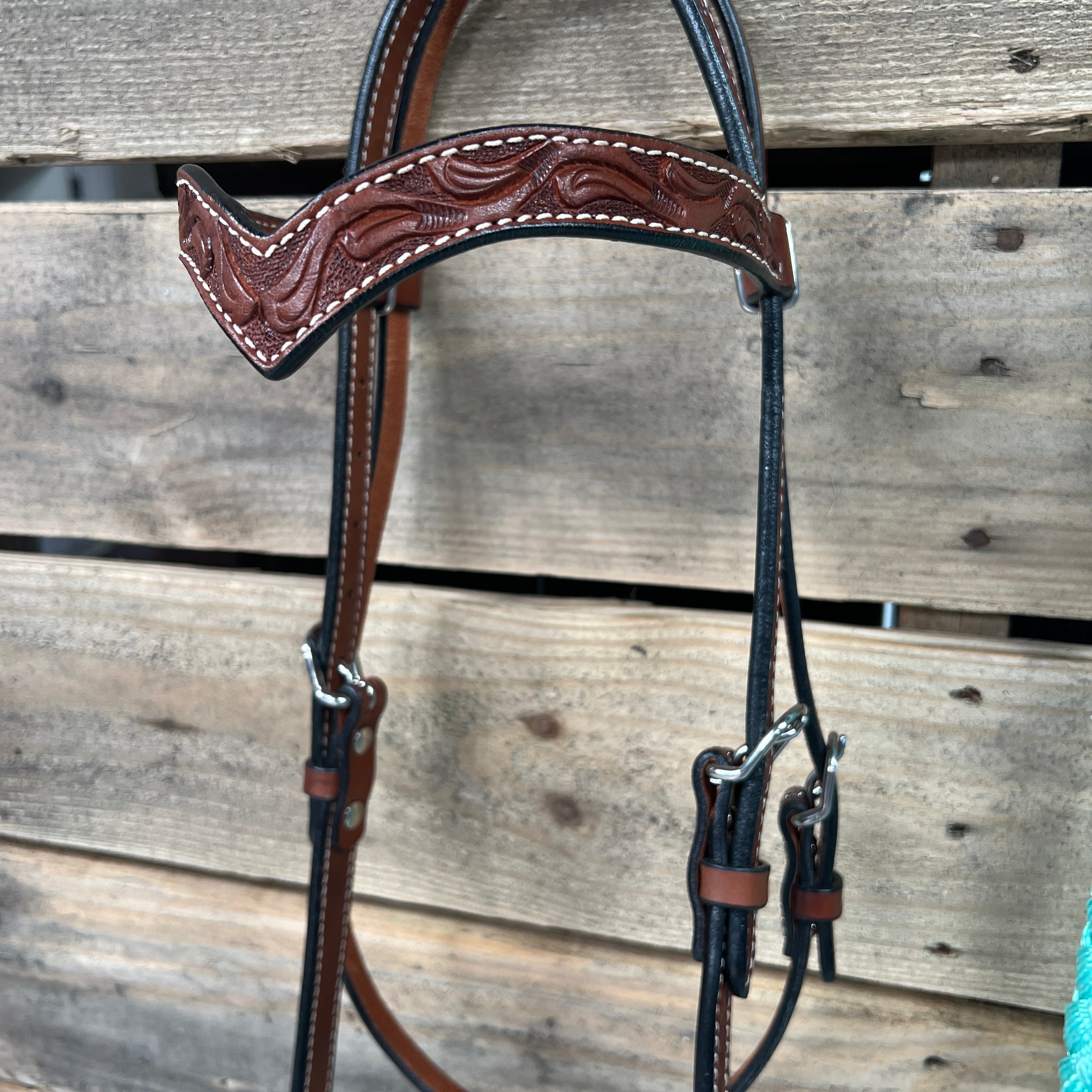 Medium Oil Floral V-Brow Seafoam Loping Hackamore #LHK034