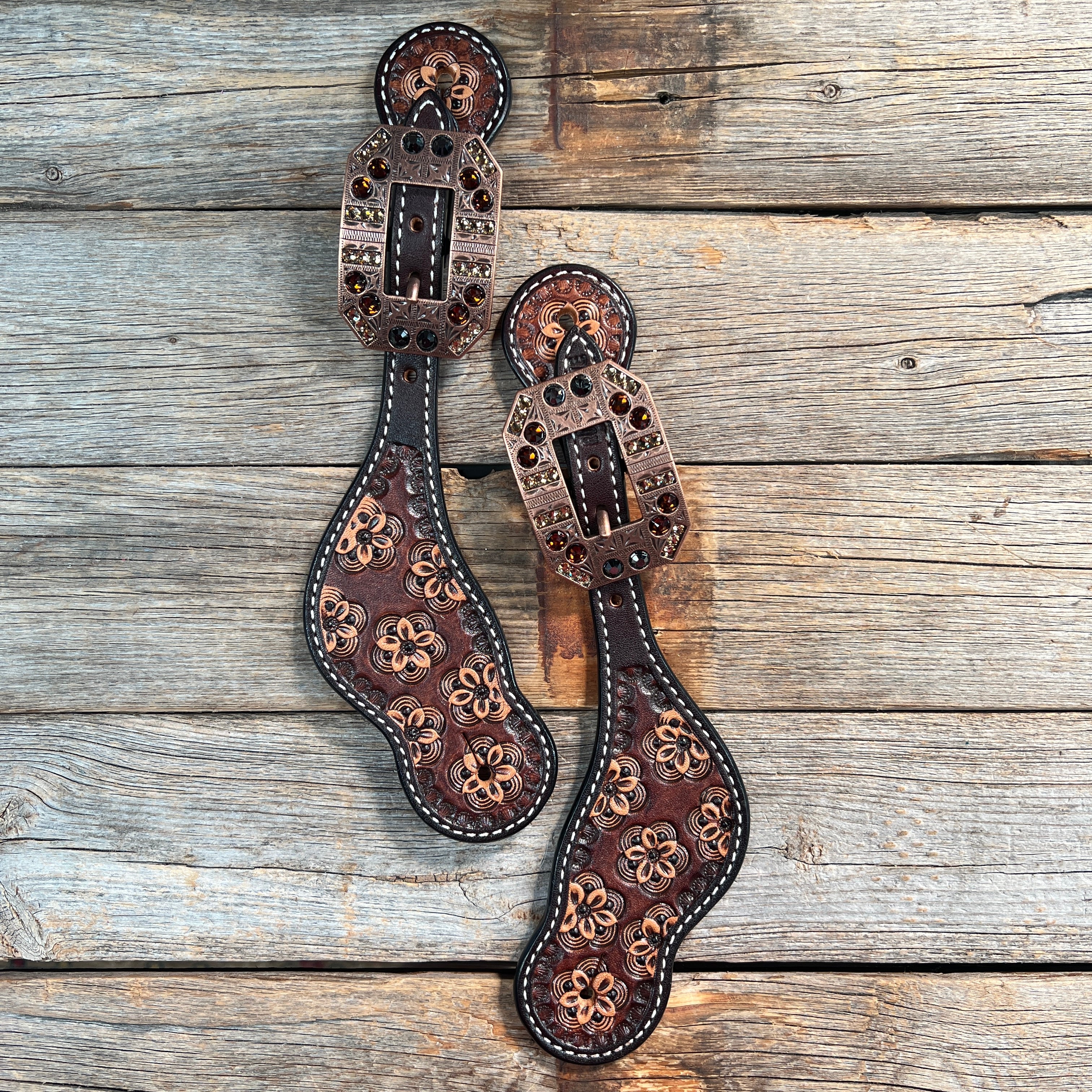 Flower Power Jet, Champagne, Topaz Spur Straps #SS121