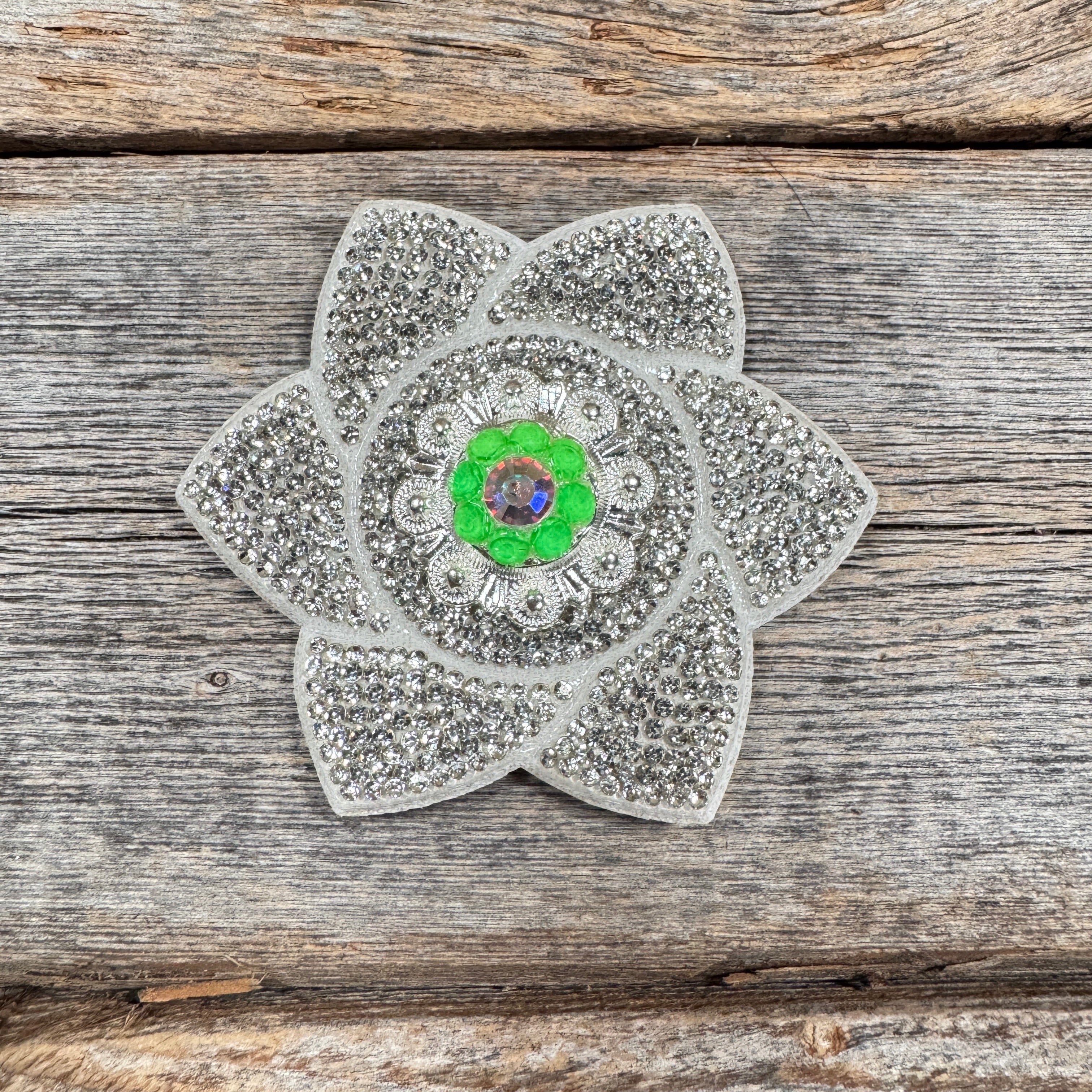 White Pointed Flower Rhinestone Rosette - Assorted Conchos
