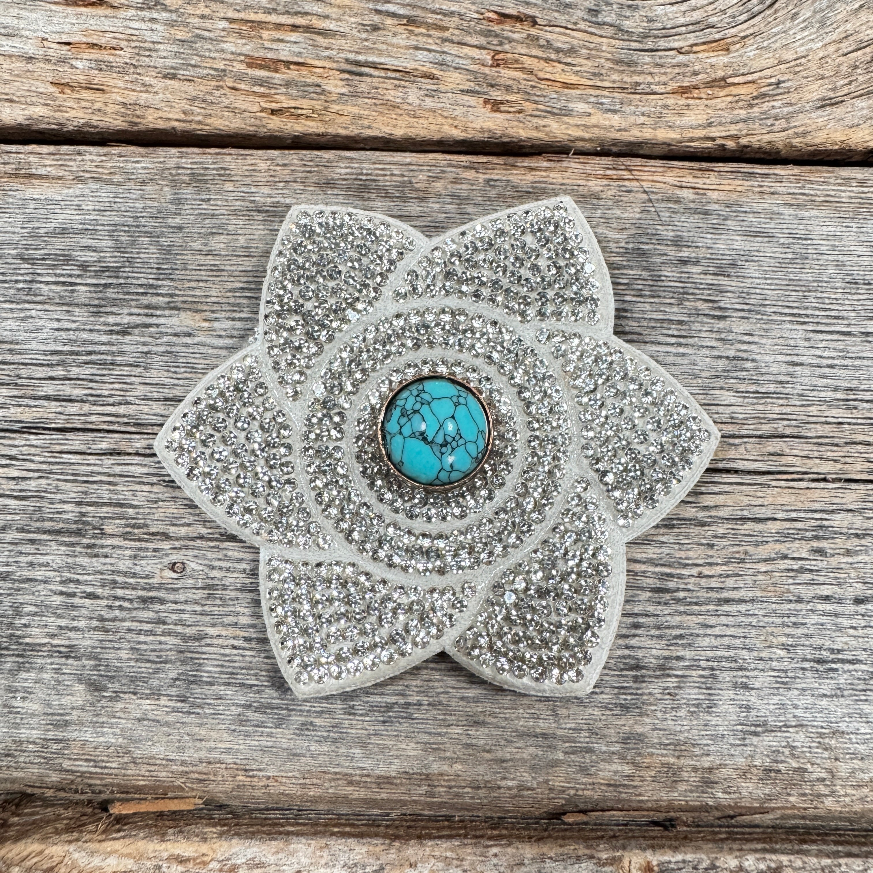 White Pointed Flower Rhinestone Rosette - Assorted Conchos