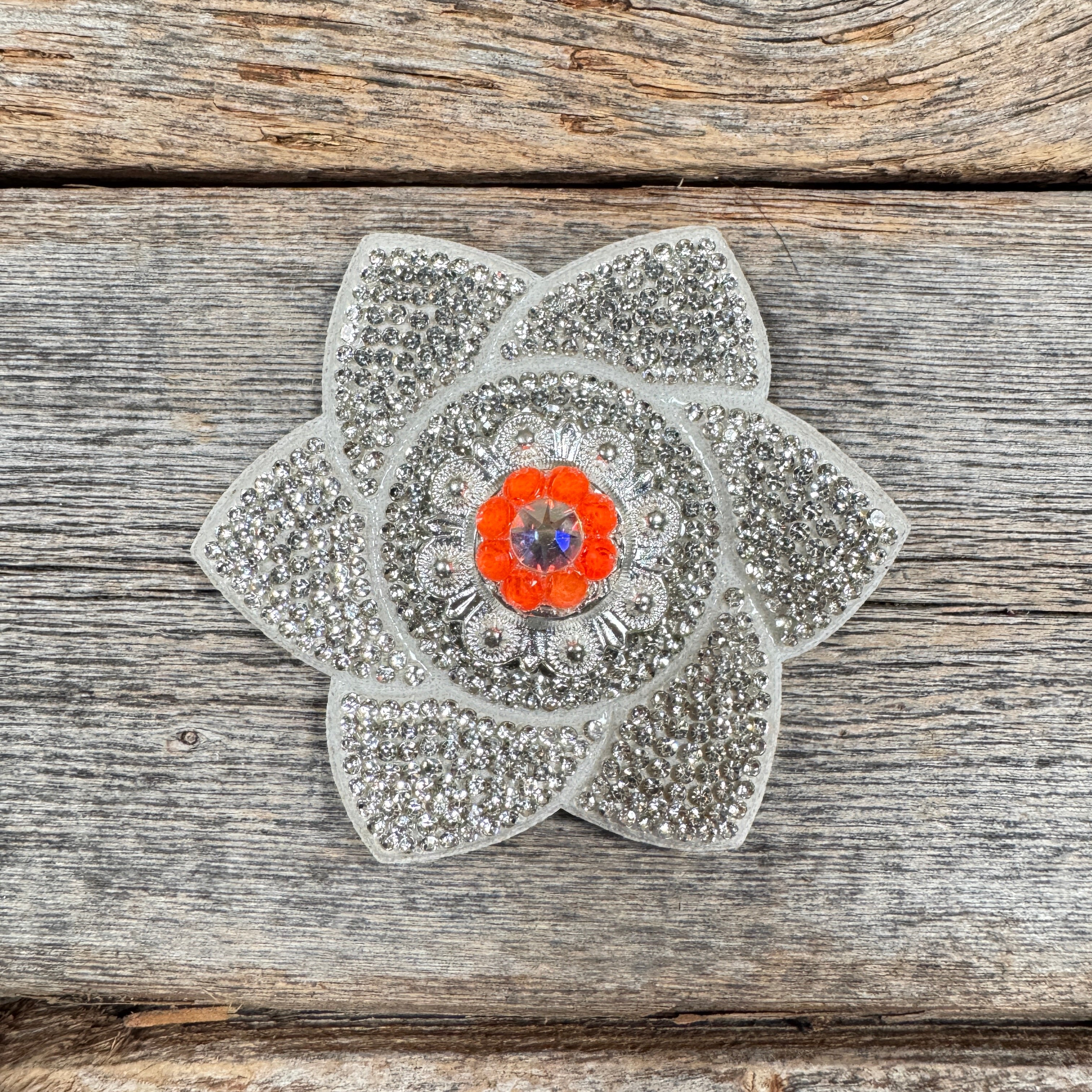 White Pointed Flower Rhinestone Rosette - Assorted Conchos