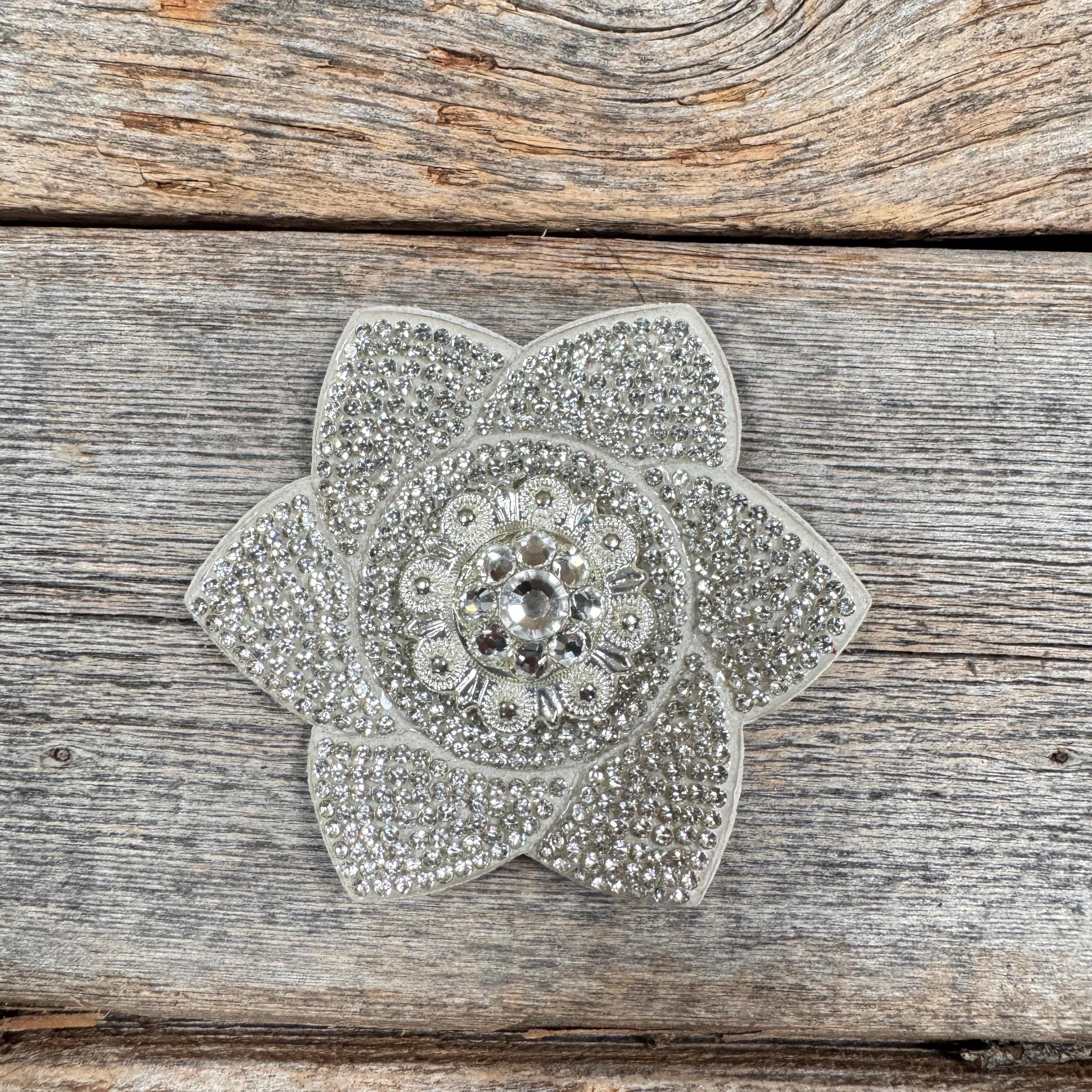 White Pointed Flower Rhinestone Rosette - Assorted Conchos