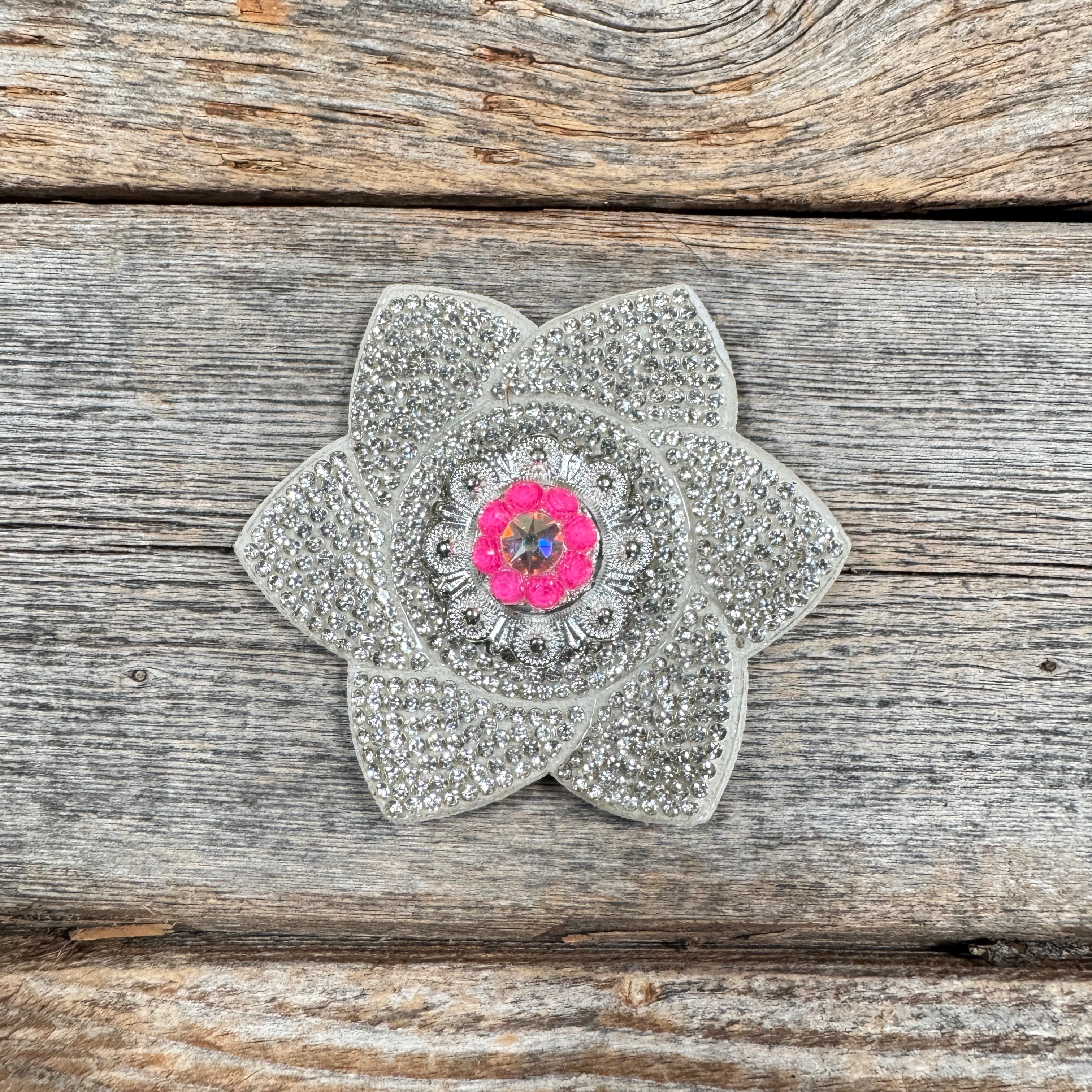 White Pointed Flower Rhinestone Rosette - Assorted Conchos