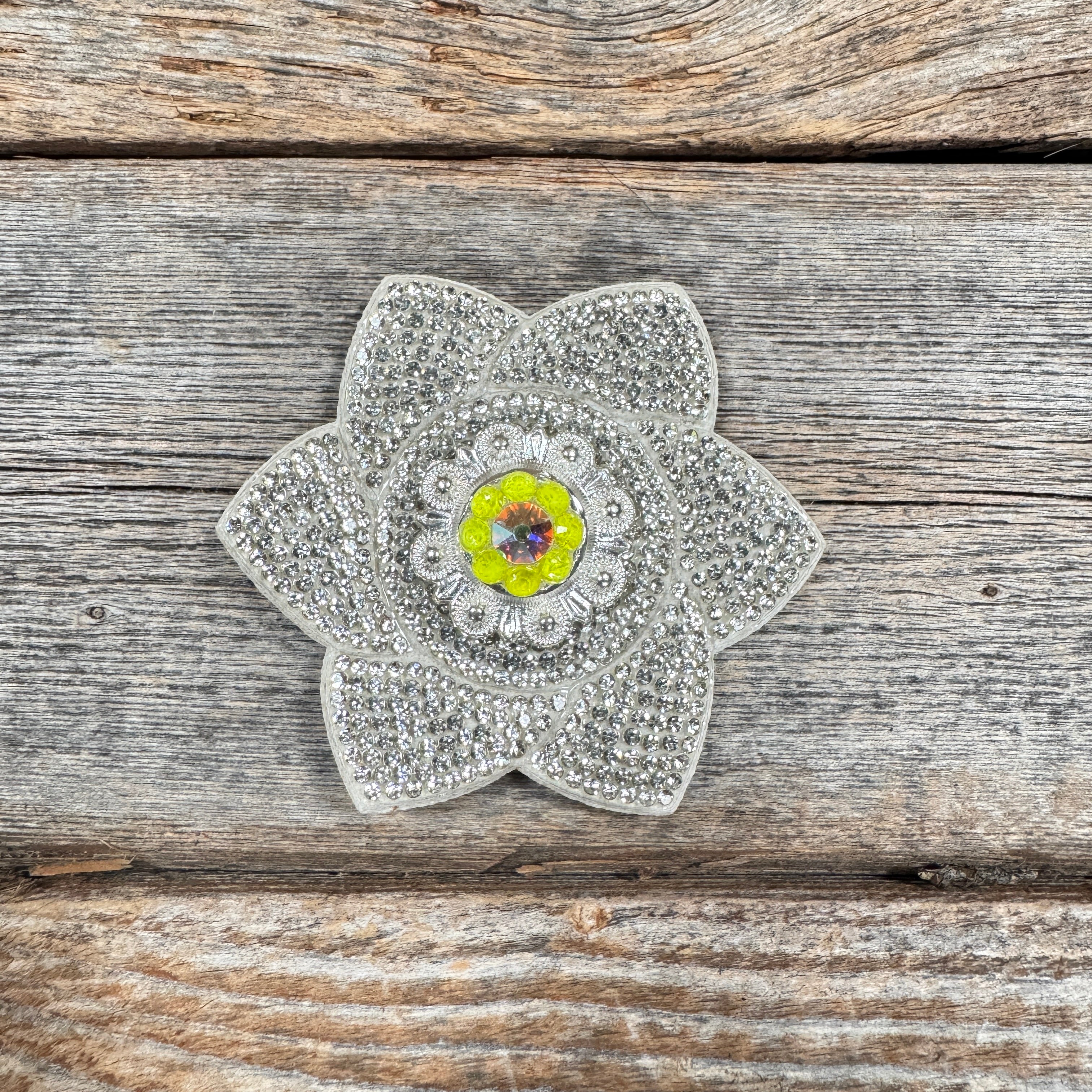 White Pointed Flower Rhinestone Rosette - Assorted Conchos
