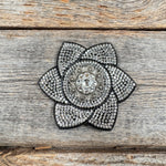 Black Pointed Flower Rhinestone Rosette - Assorted Conchos