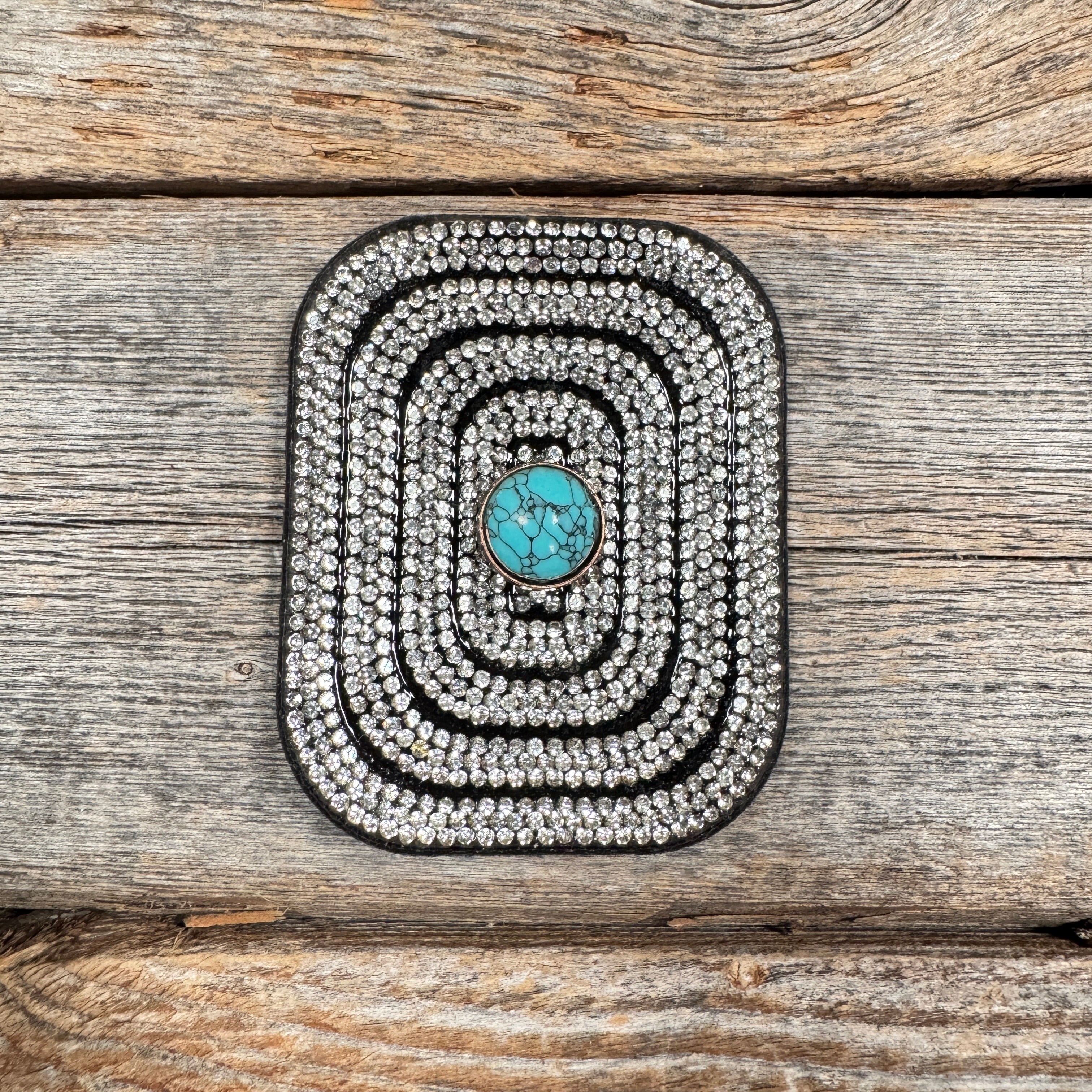 Black Rectangle Rhinestone Rosette - Assorted Conchos