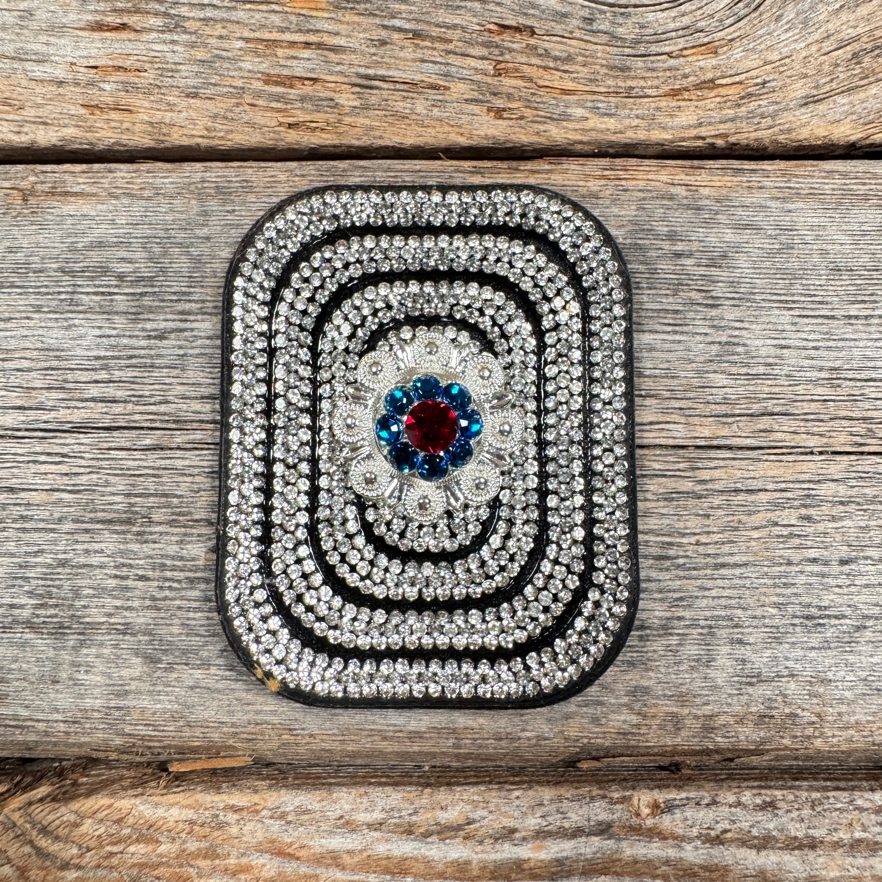Black Rectangle Rhinestone Rosette - Assorted Conchos
