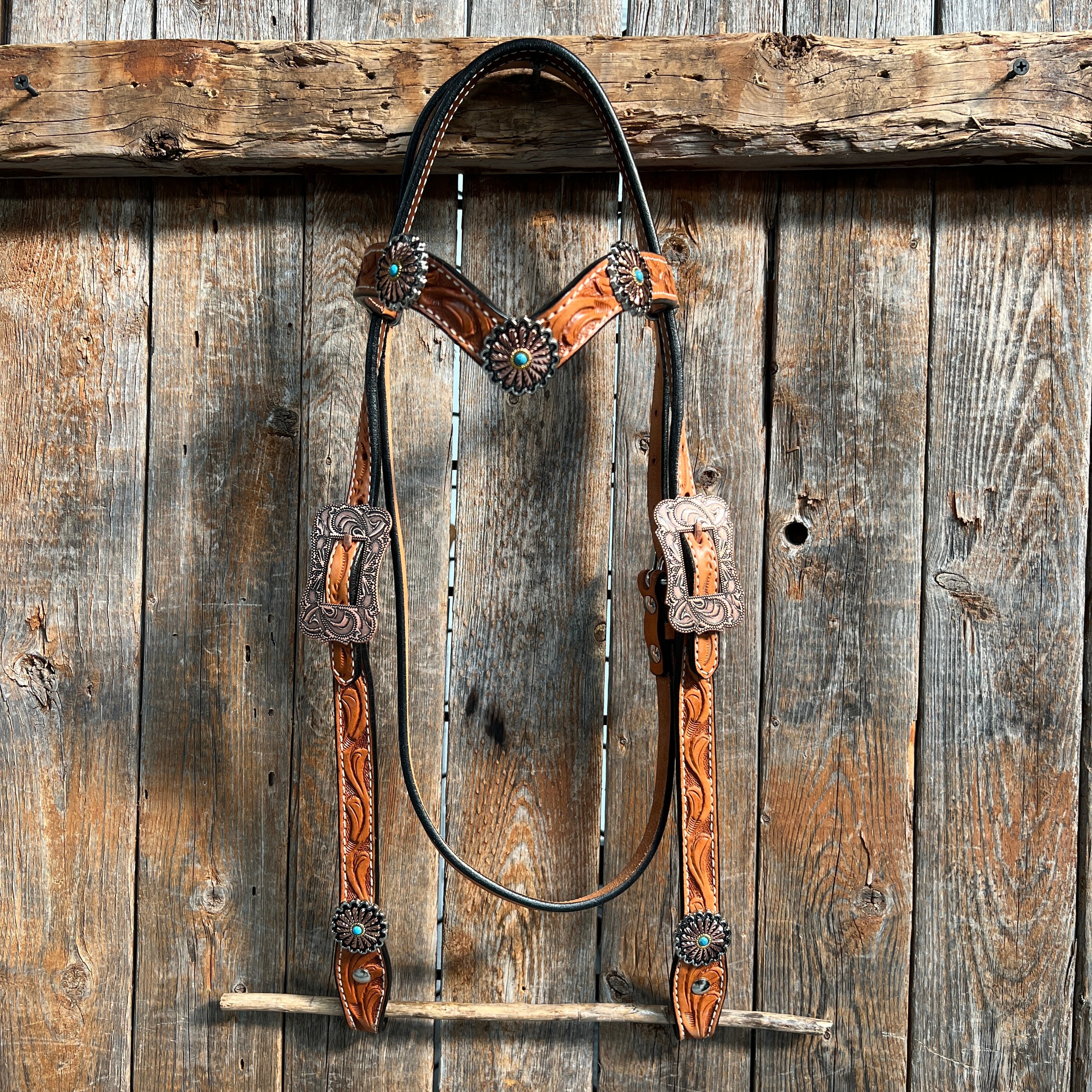 Light Oil Floral Western Flower Browband / Breastcollar Tack Set  #BBBC603