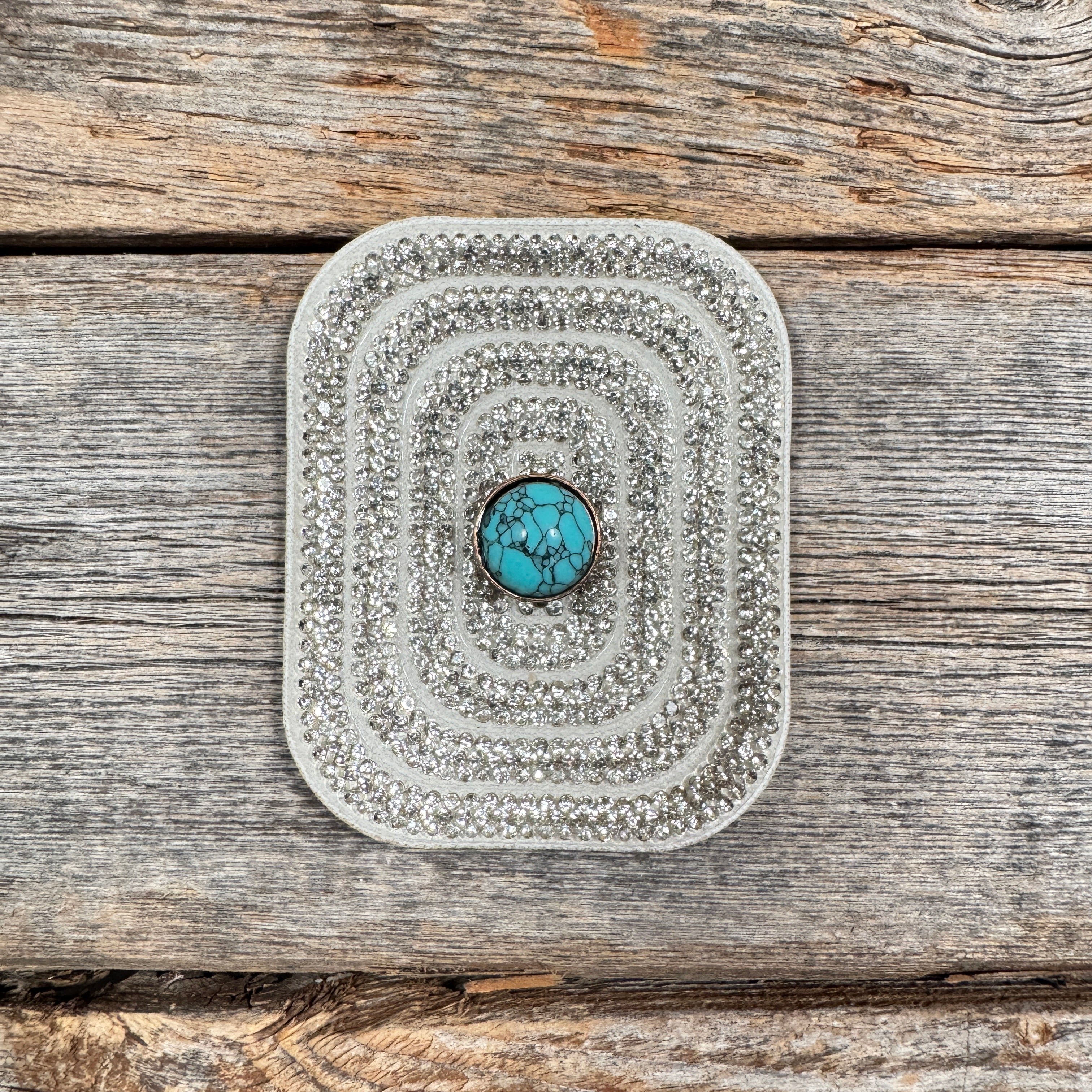 White Rectangle Rhinestone Rosette - Assorted Conchos