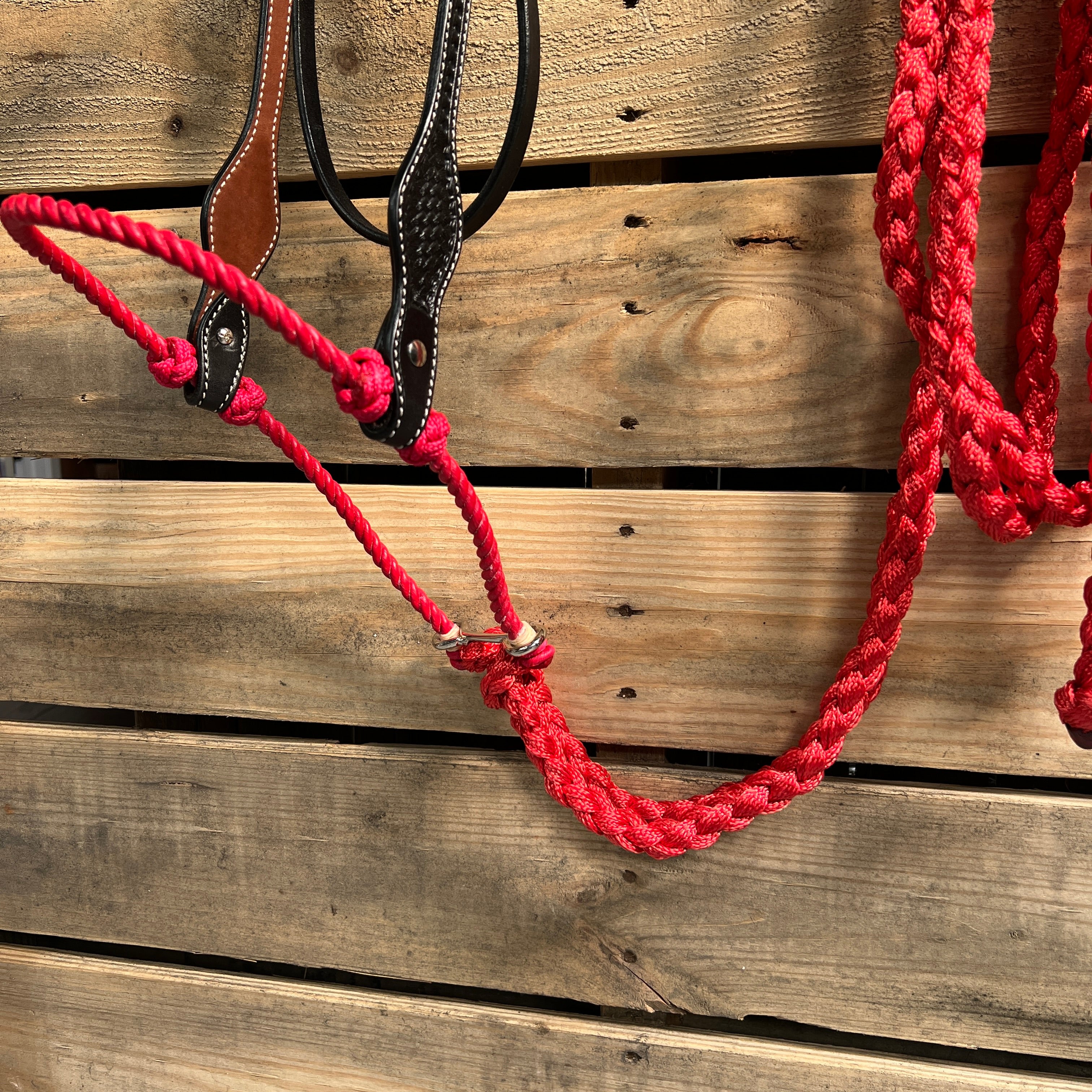 Black Basketweave Red Loping Hackamore #LHK002
