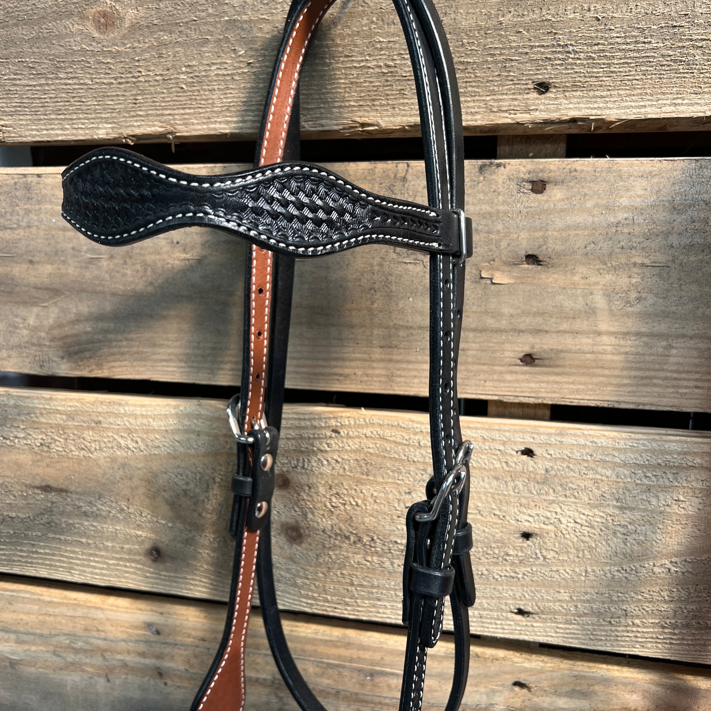 Black Basketweave Red Loping Hackamore #LHK002