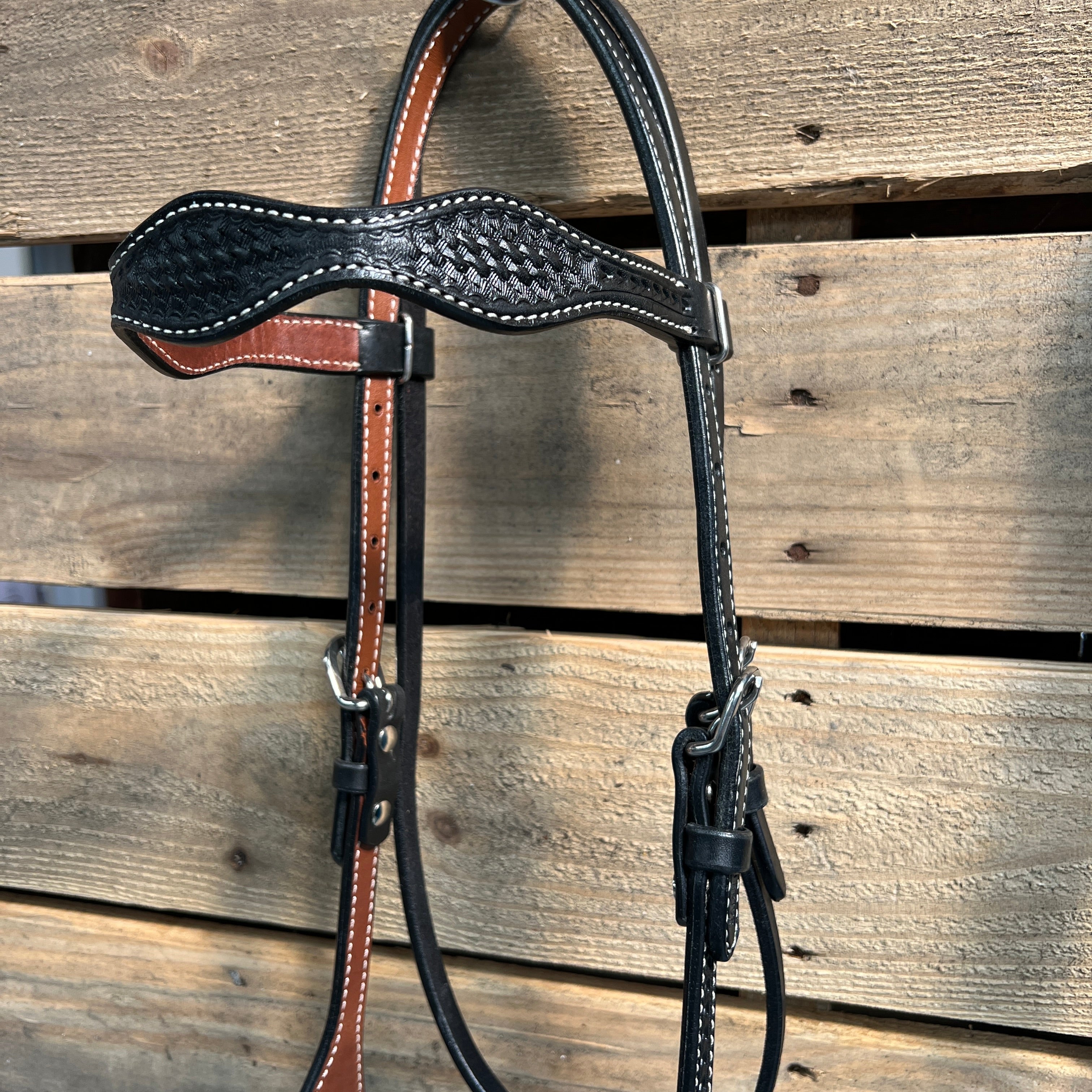 Black Basketweave Blue Loping Hackamore #LHK003