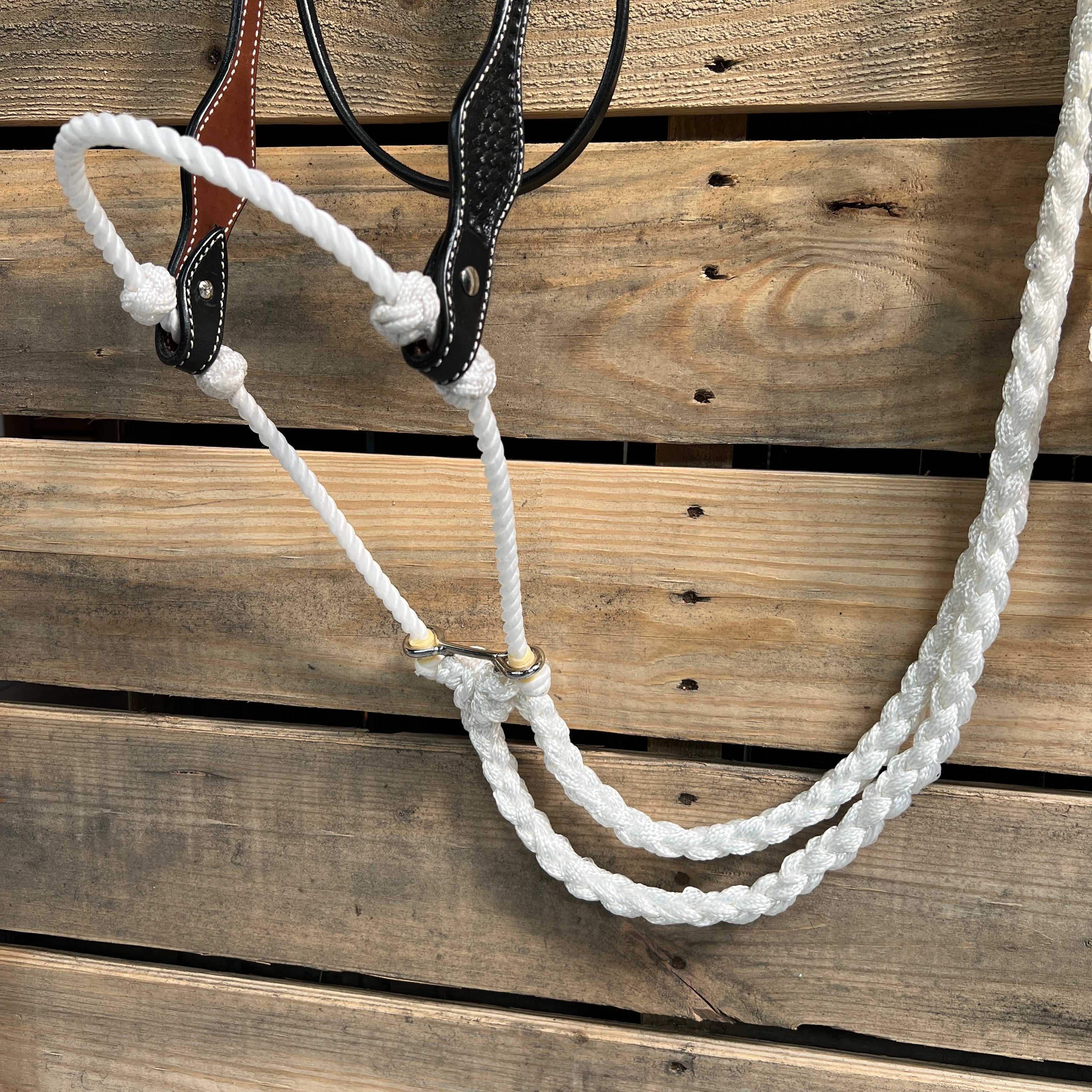 Black Basketweave White Loping Hackamore #LHK004