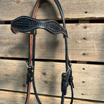 Black Basketweave White Loping Hackamore #LHK004