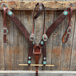 Medium Oil Braided Turquoise One Ear Tack Set #OEBC541
