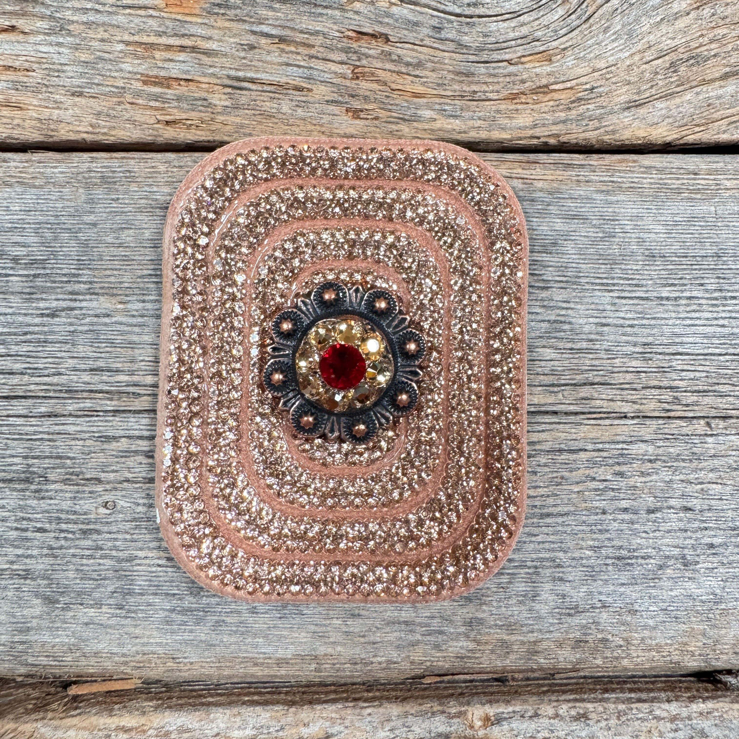 Copper Rectangle Rhinestone Rosette - Assorted Conchos
