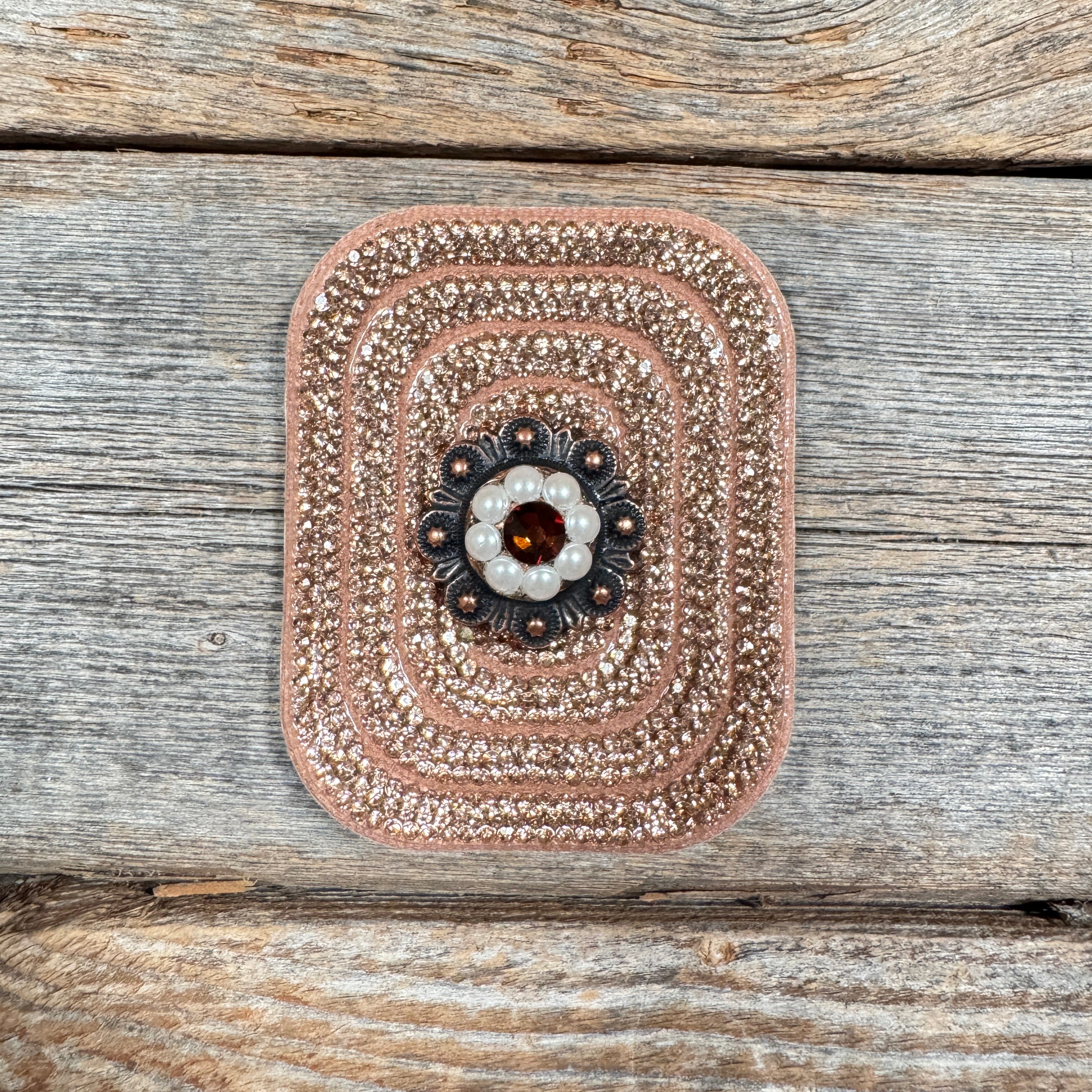 Copper Rectangle Rhinestone Rosette - Assorted Conchos