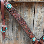 Medium Oil Braided Turquoise One Ear Tack Set #OEBC541
