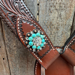Medium Oil Braided Turquoise One Ear Tack Set #OEBC541