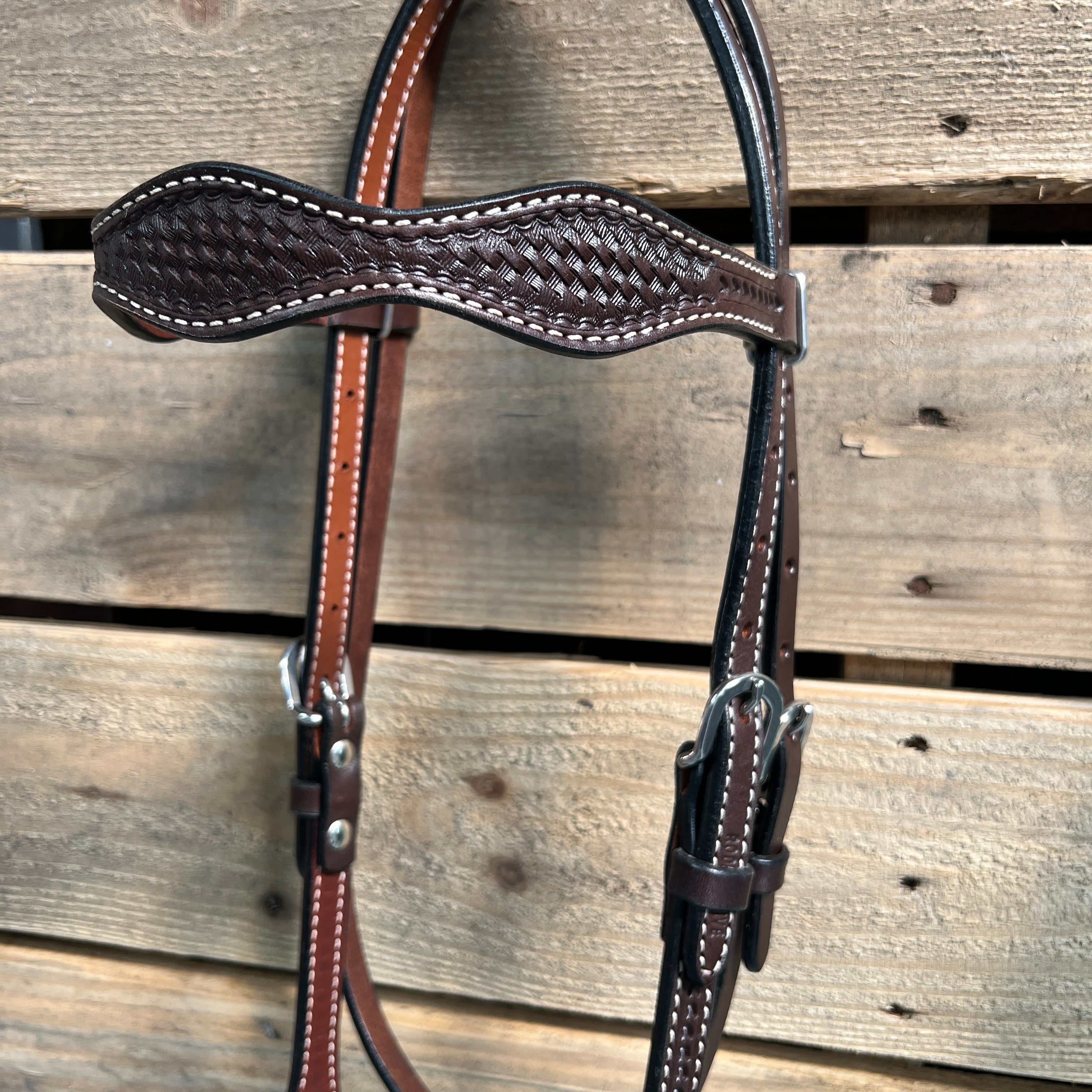 Dark Oil Basketweave Seafoam Loping Hackamore #LHK005