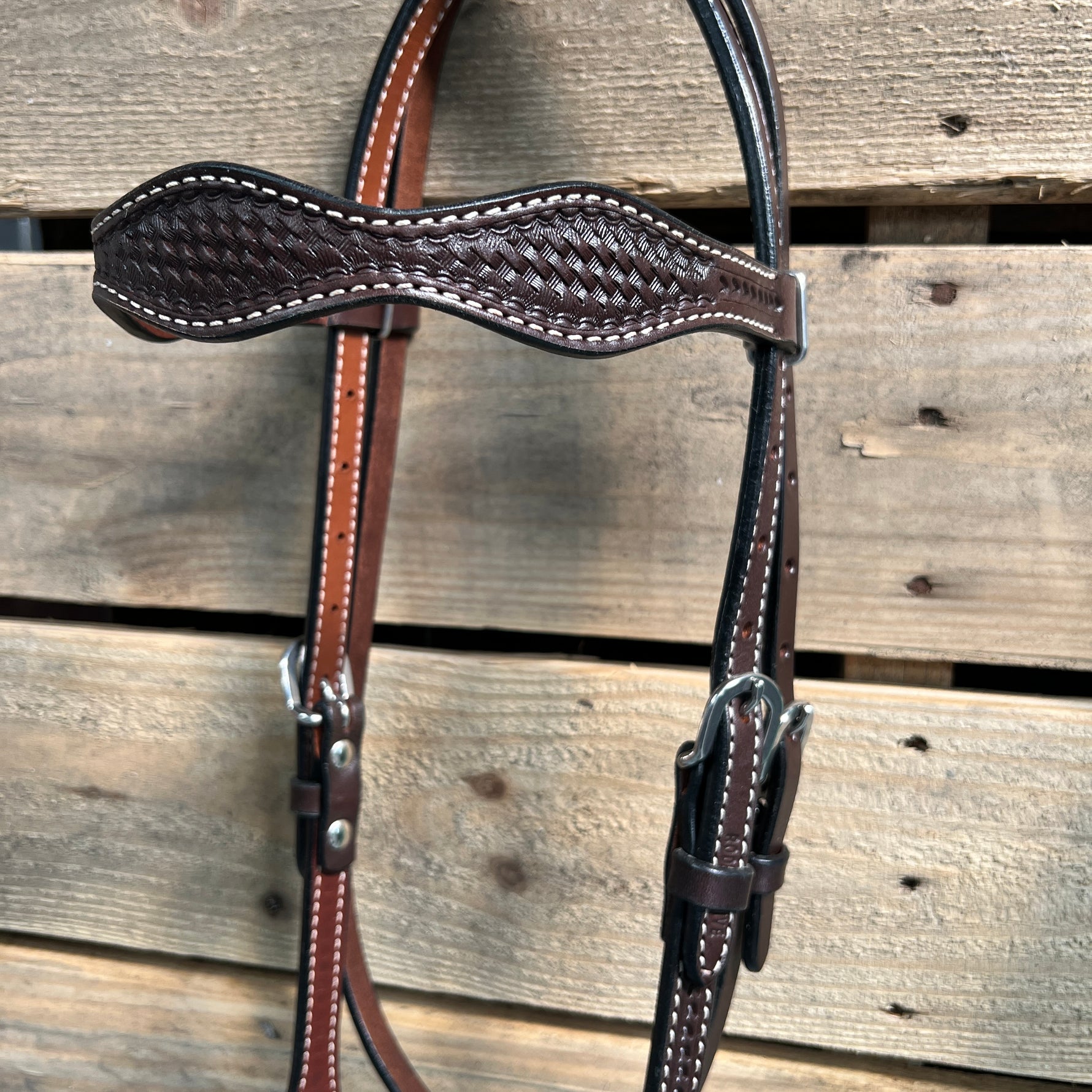 Dark Oil Basketweave Turquoise Loping Hackamore #LHK005