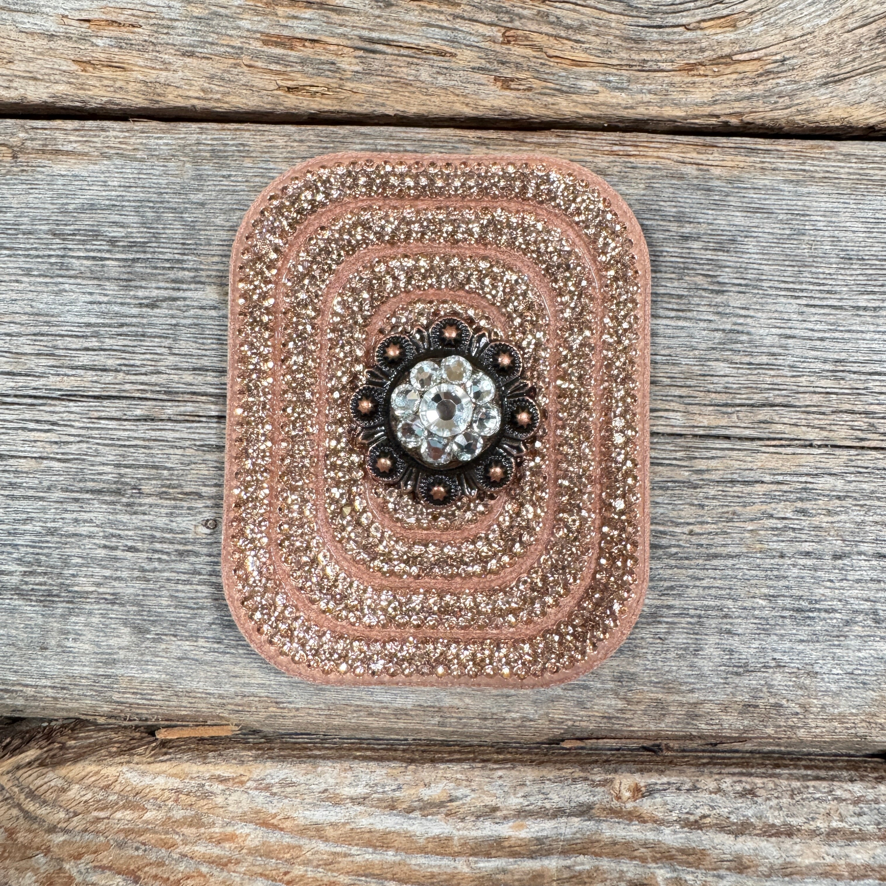 Copper Rectangle Rhinestone Rosette - Assorted Conchos