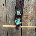 Medium Oil Braided Turquoise One Ear Tack Set #OEBC541