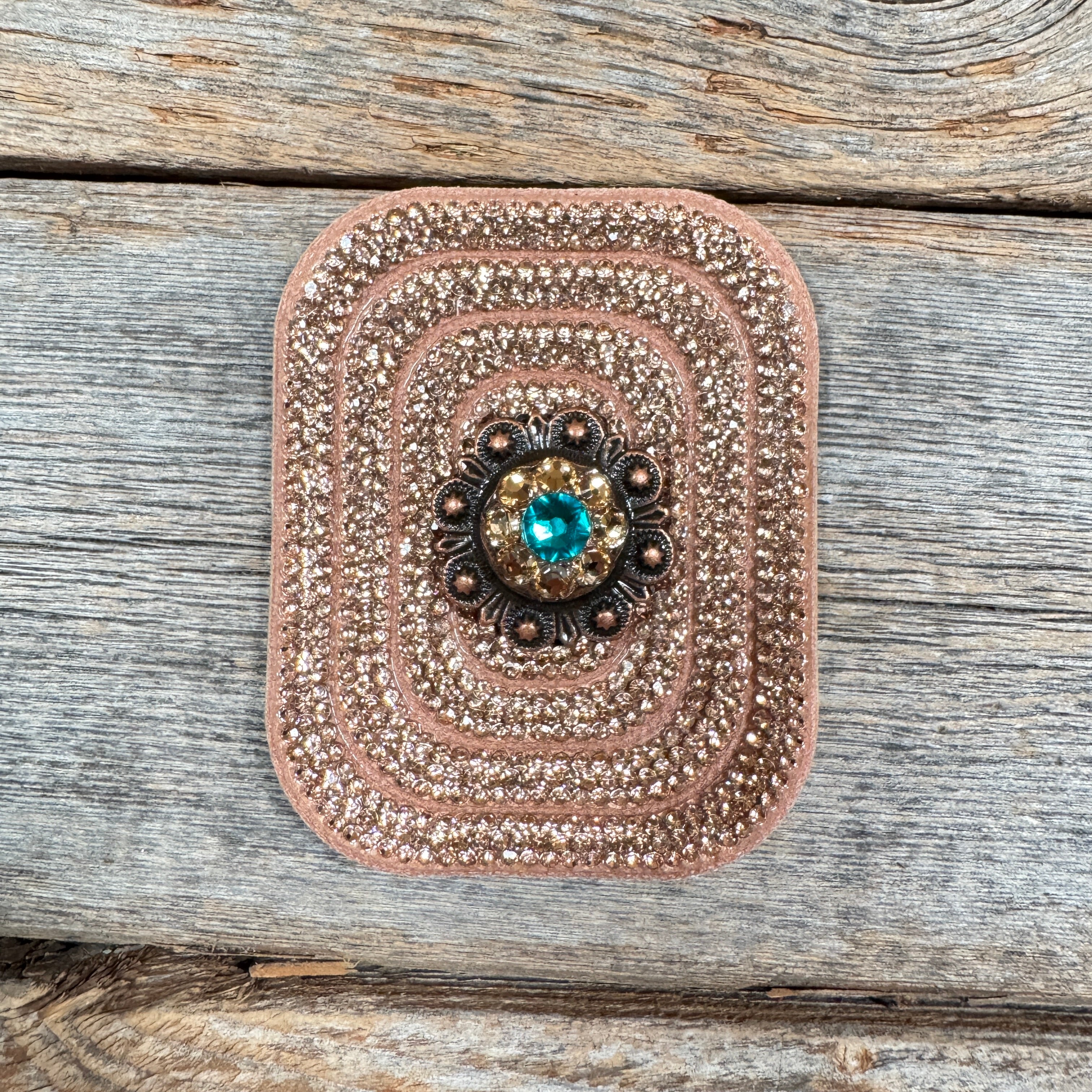 Copper Rectangle Rhinestone Rosette - Assorted Conchos