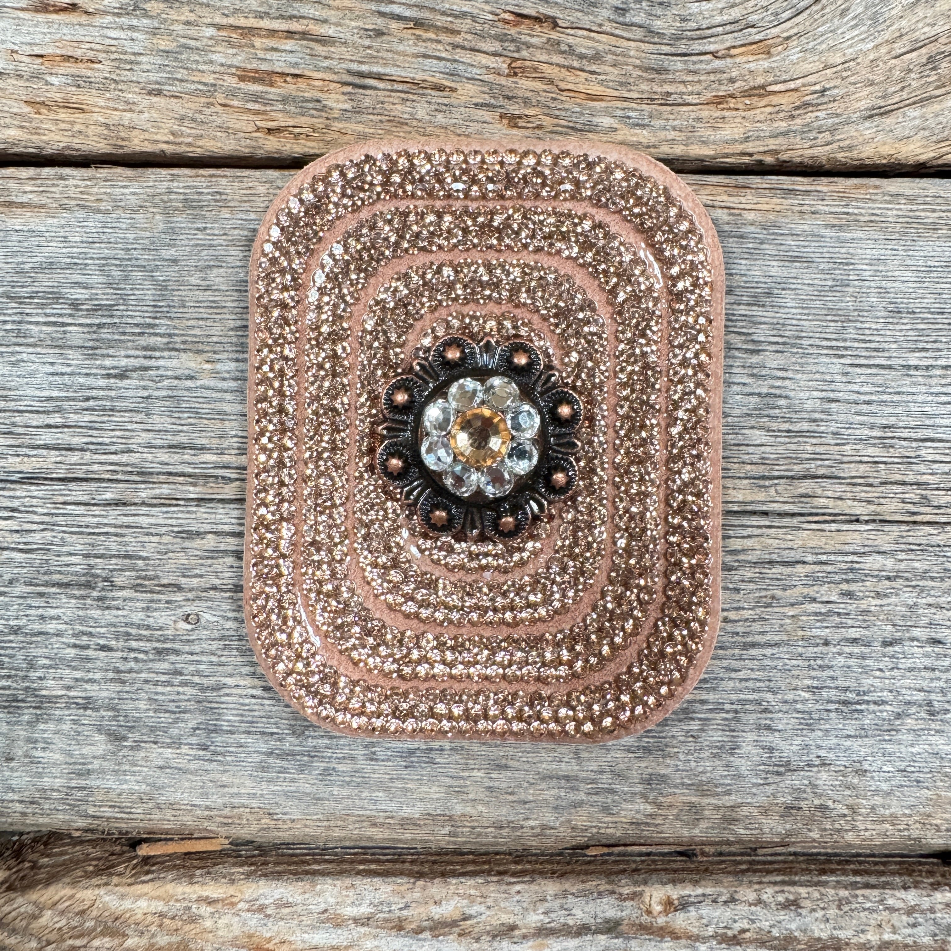 Copper Rectangle Rhinestone Rosette - Assorted Conchos