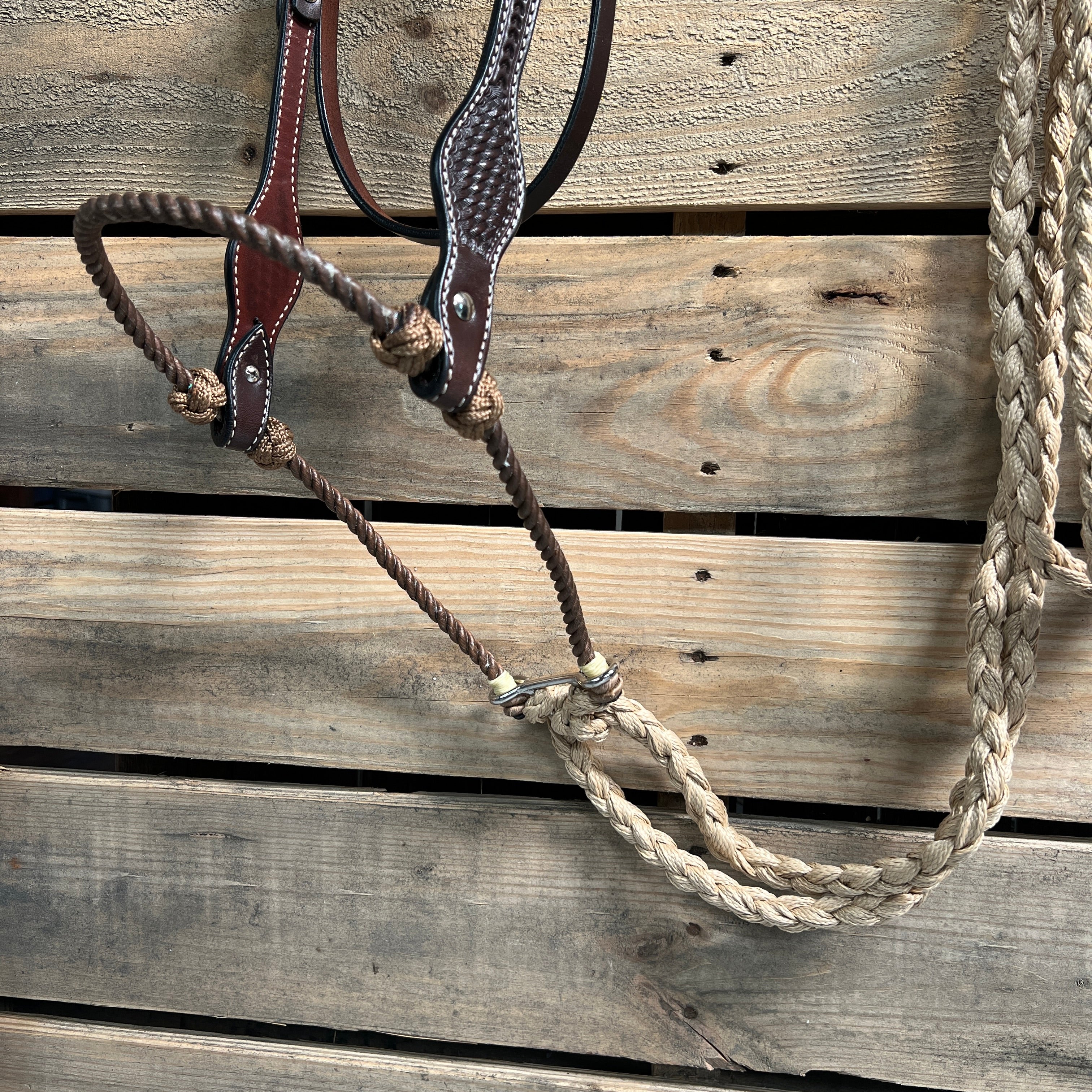 Dark Oil Basketweave Tan Loping Hackamore #LHK006