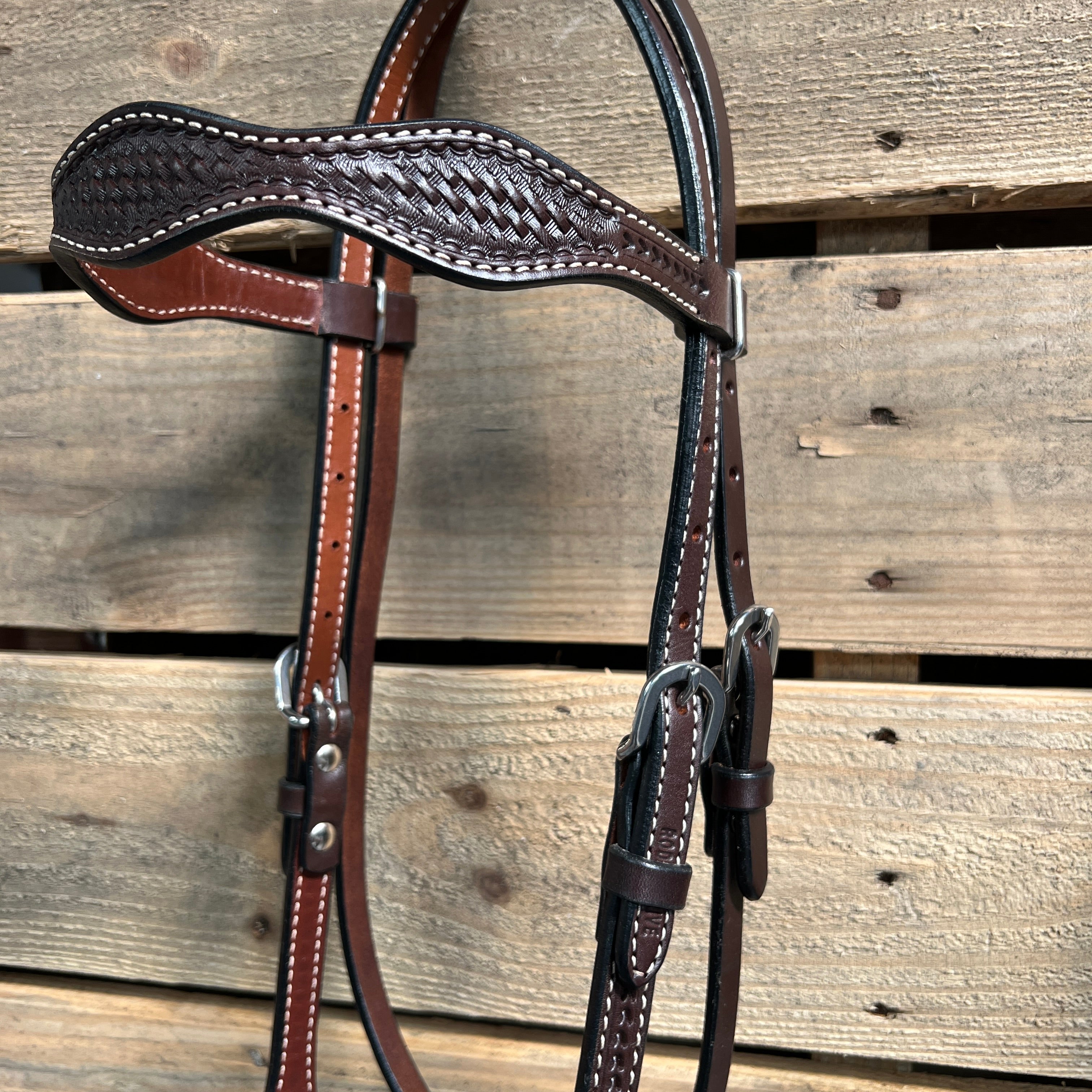 Dark Oil Basketweave Tan Loping Hackamore #LHK006